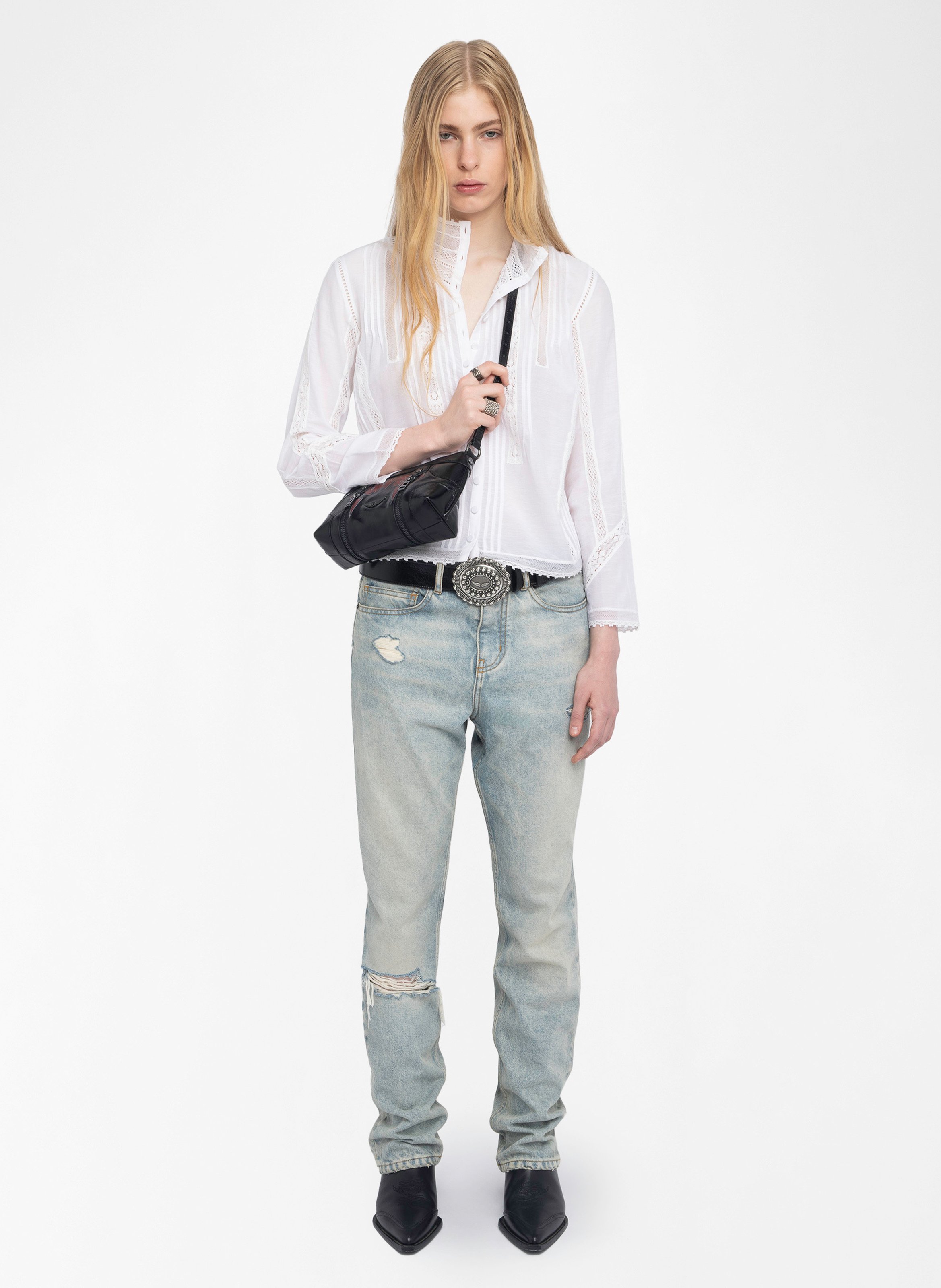 Chemise droite en coton mélangé tano tomboy ZADIG&VOLTAIRE Blanc