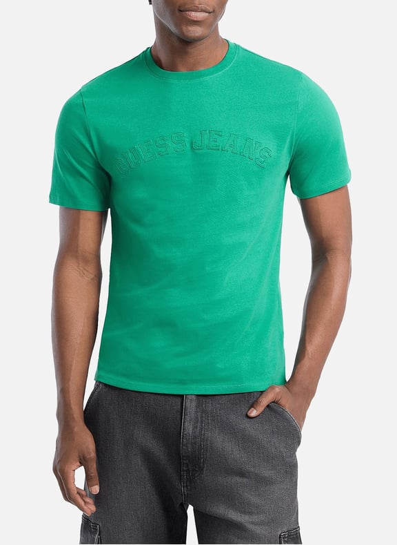 T-shirt logo brodé en coton Vert by GUESS GUESS T-shirt logo brodé en coton Vert