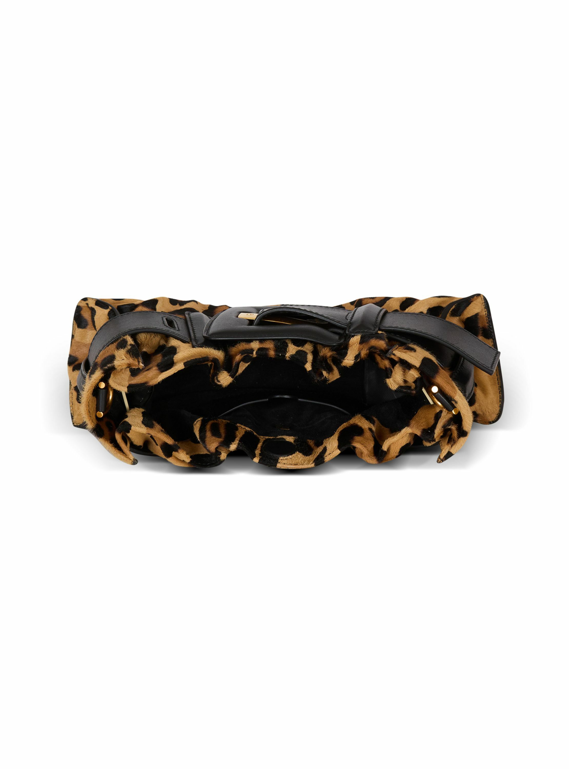 Sac anthem mini façon pony léopard BALMAIN Marron