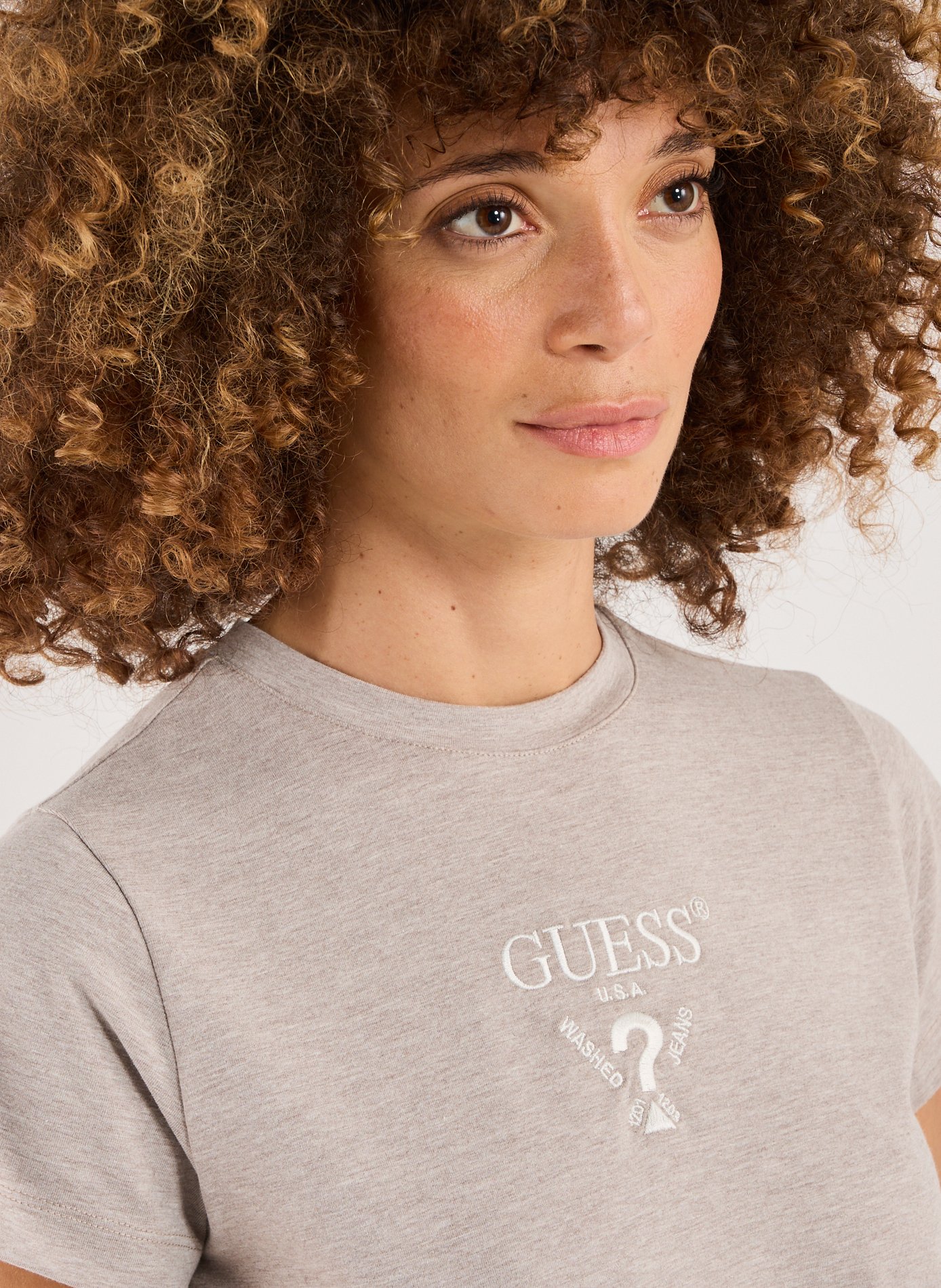 T-shirt with embroidered logo GUESS Brown