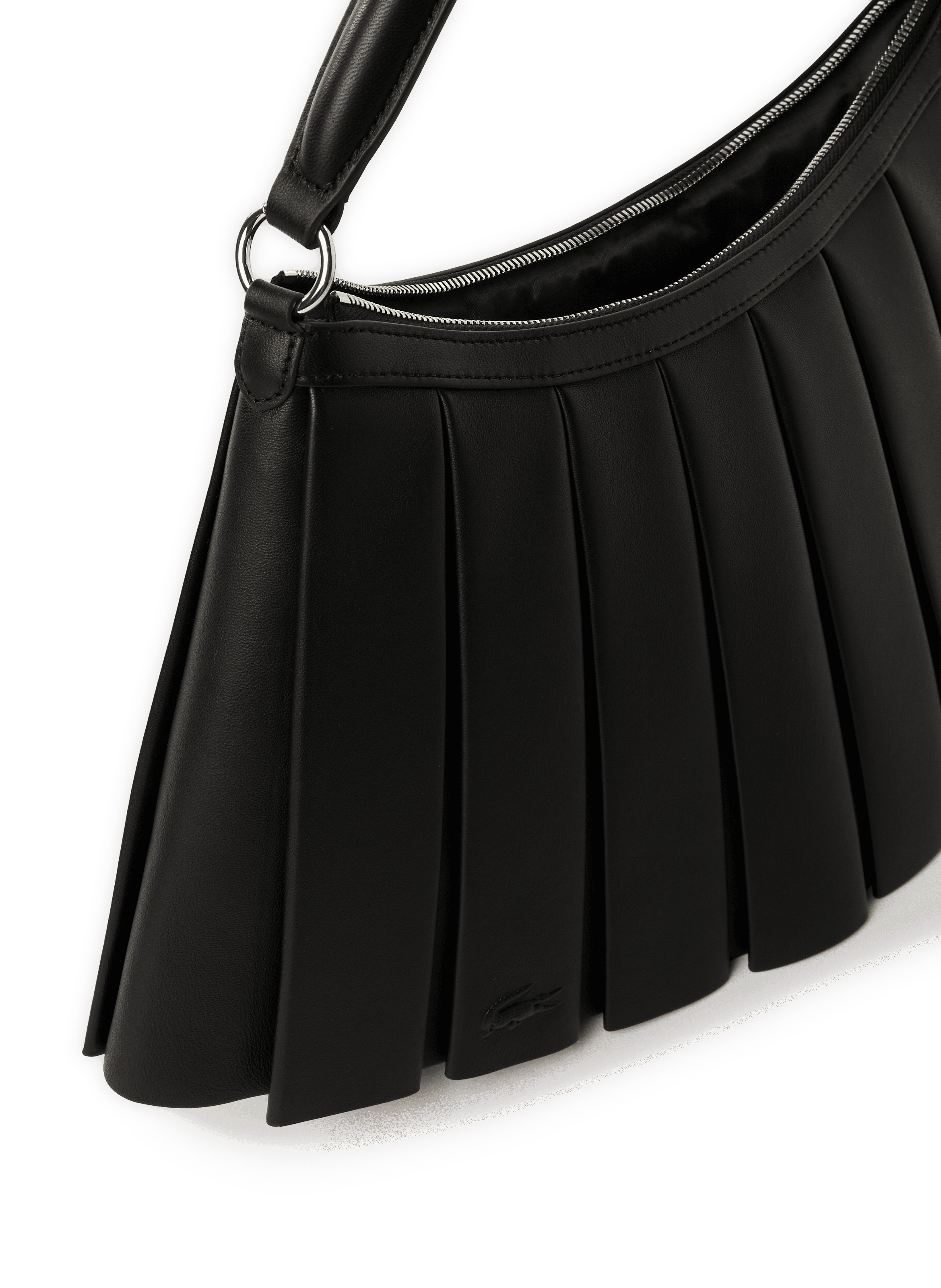 Grand sac Lenglen porté épaule plissé en cuir LACOSTE Noir