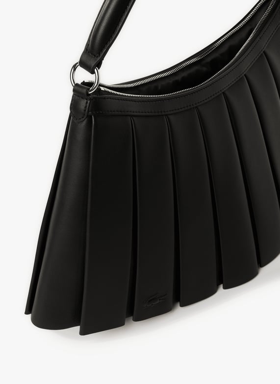 Grand sac Lenglen porté épaule plissé en cuir | Noir by LACOSTE Grand sac Lenglen porté épaule plissé en cuir Noir