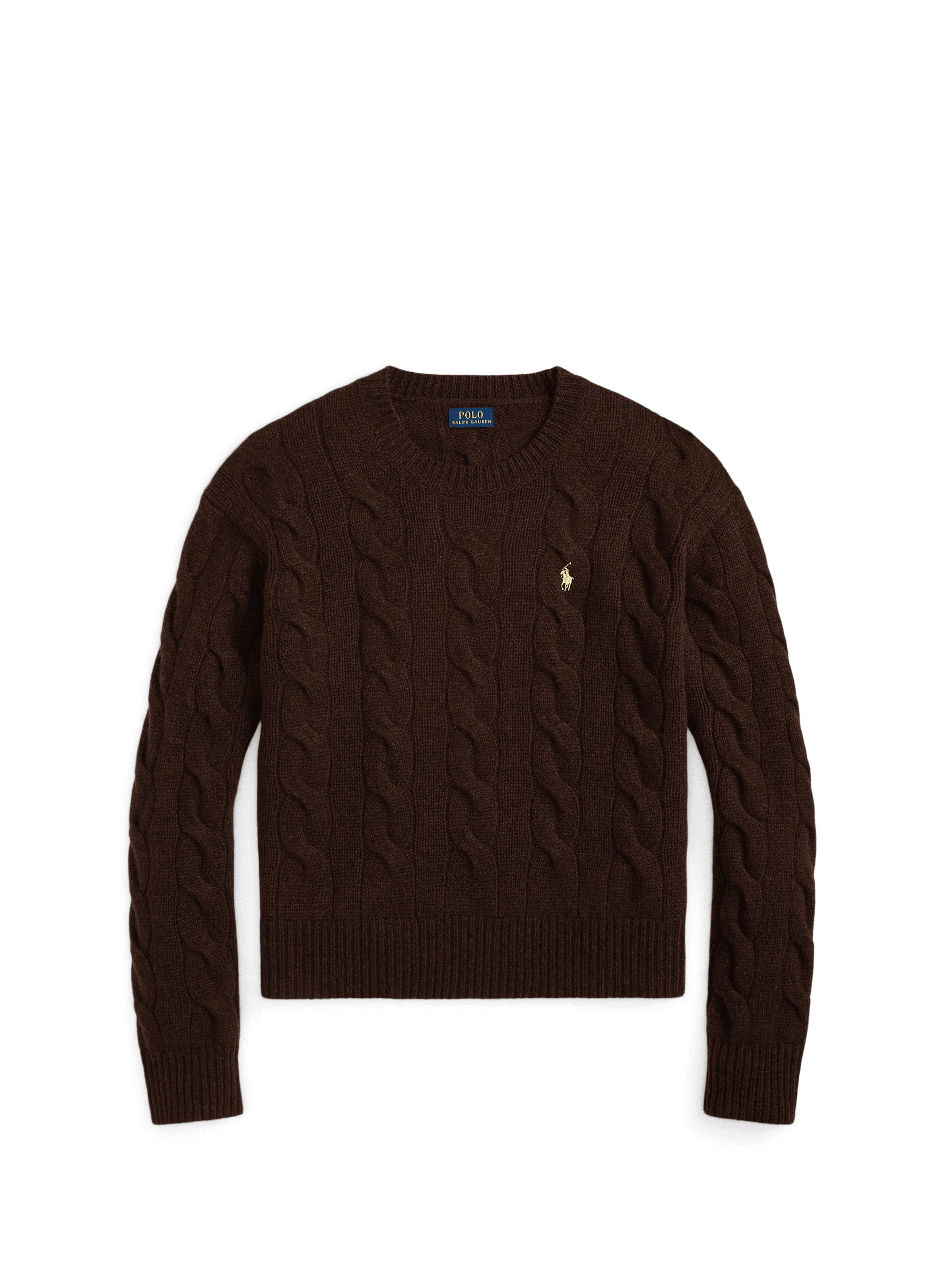 Pull col rond en laine et cachemire POLO RALPH LAUREN Marron
