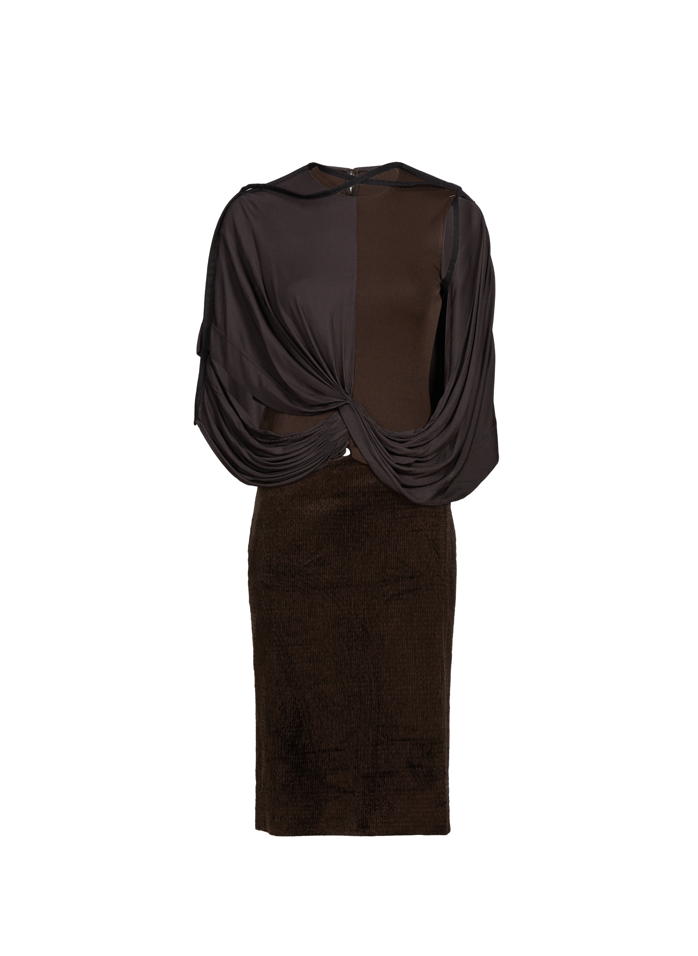 Robe midi Outline Collision en coton mélangé CHRISTOPHER ESBER Marron