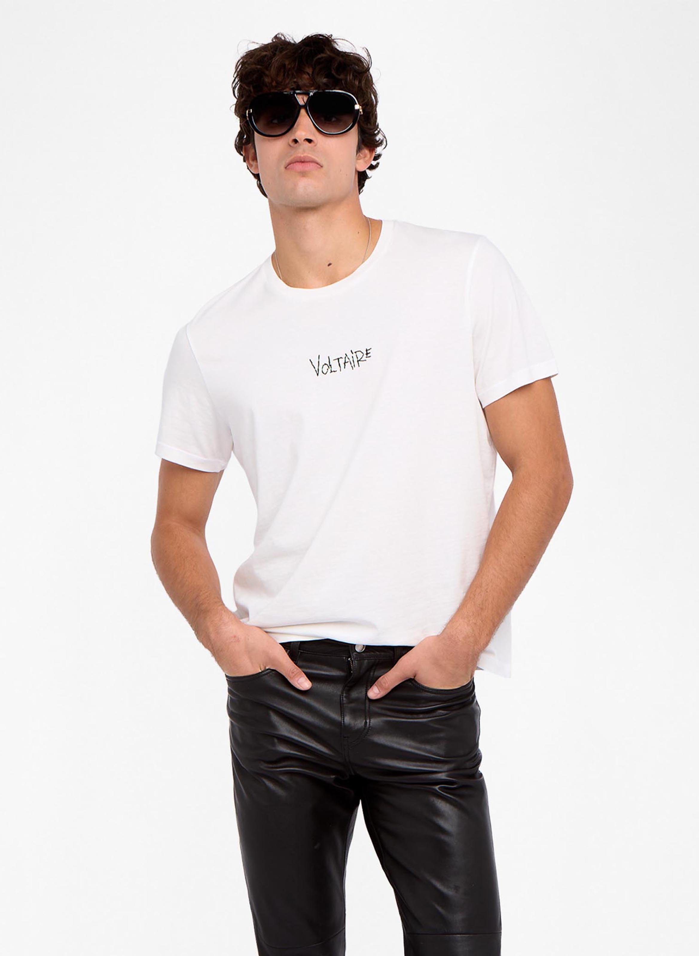 Tee-shirt droit col rond en coton imprimé tommy ZADIG&VOLTAIRE Blanc
