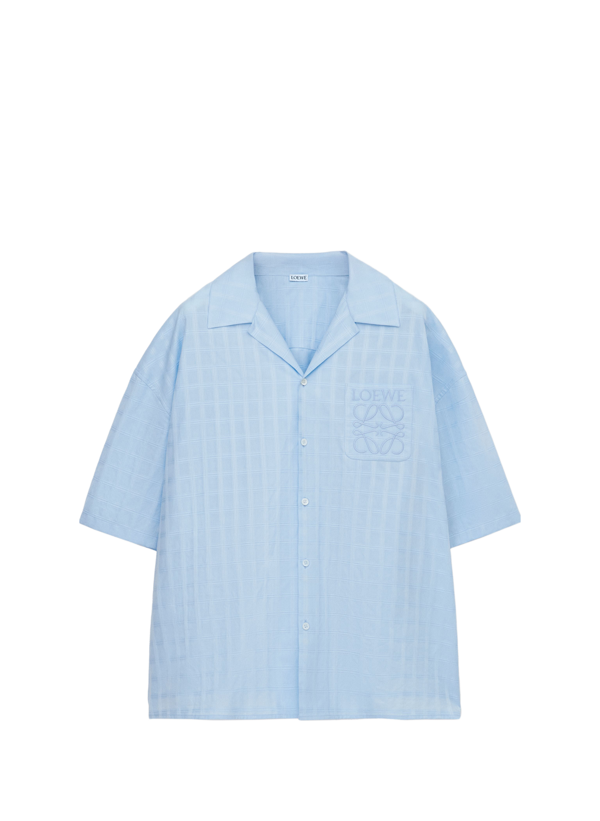 Short-sleeved jacquard cotton shirt LOEWE Blue