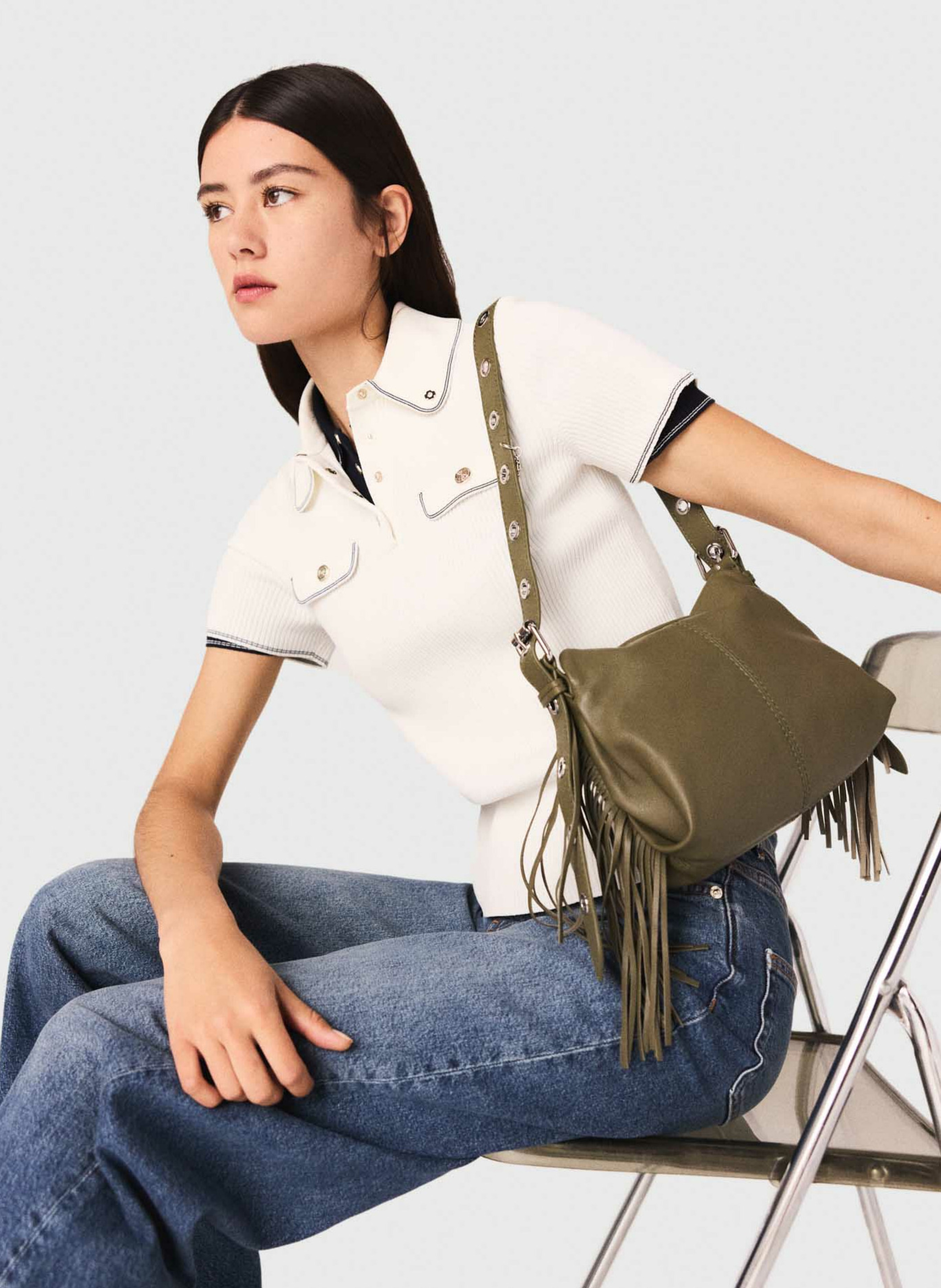 Pull col polo MAJE Beige