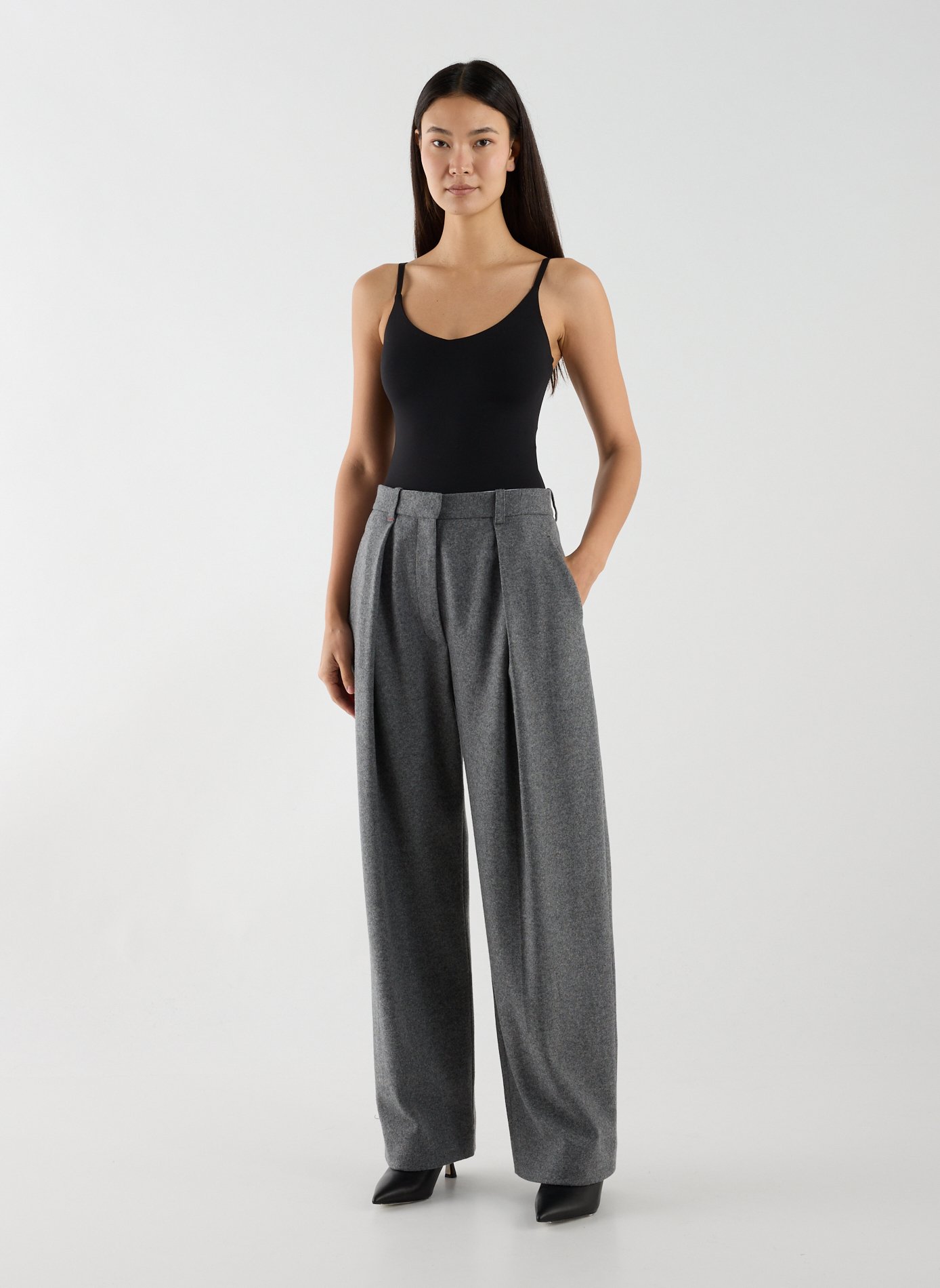 Pantalon droit en laine et cachemire VICTORIA BECKHAM Gris