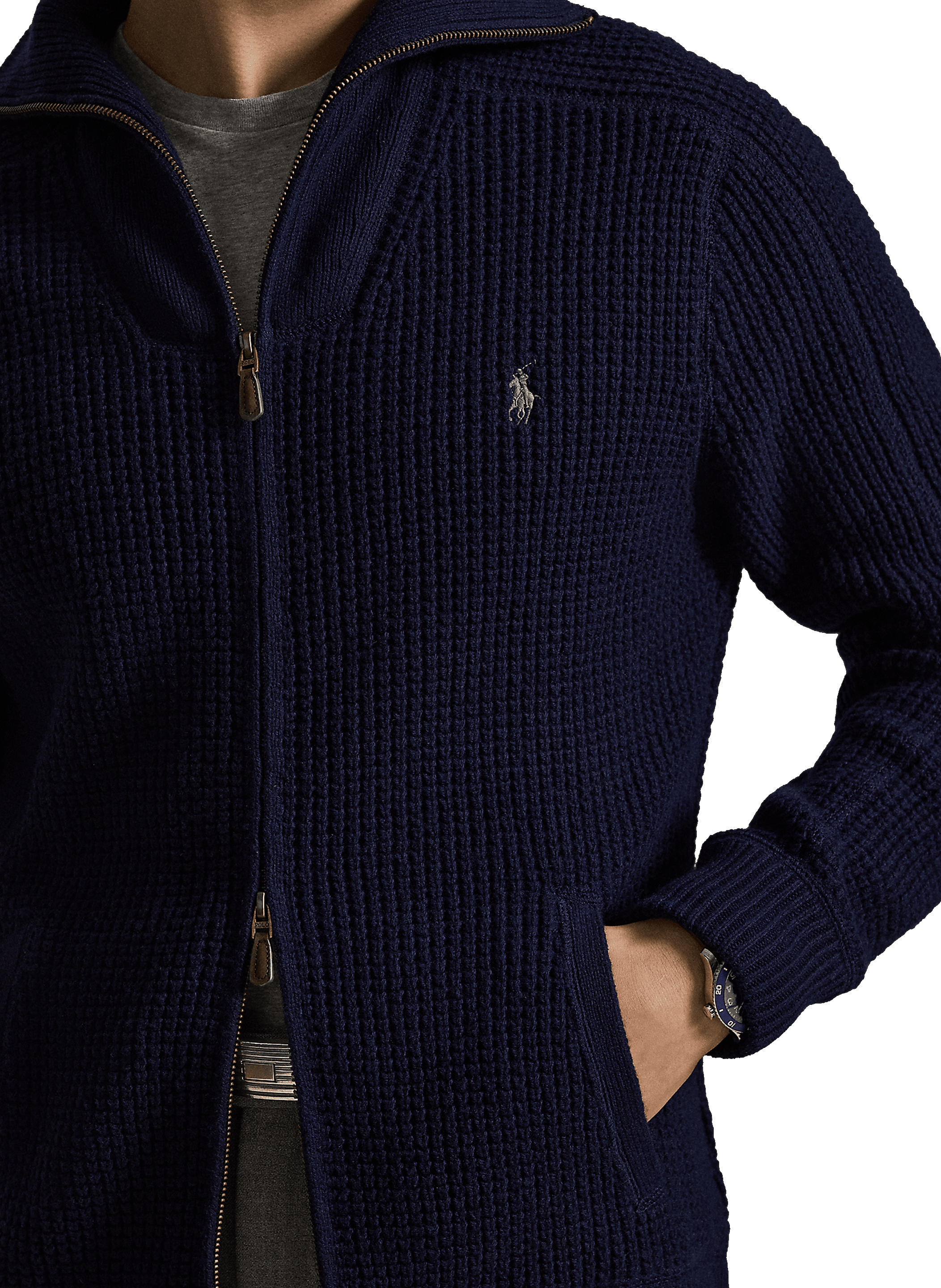 Zip-up high-neck knitted vest POLO RALPH LAUREN Blue