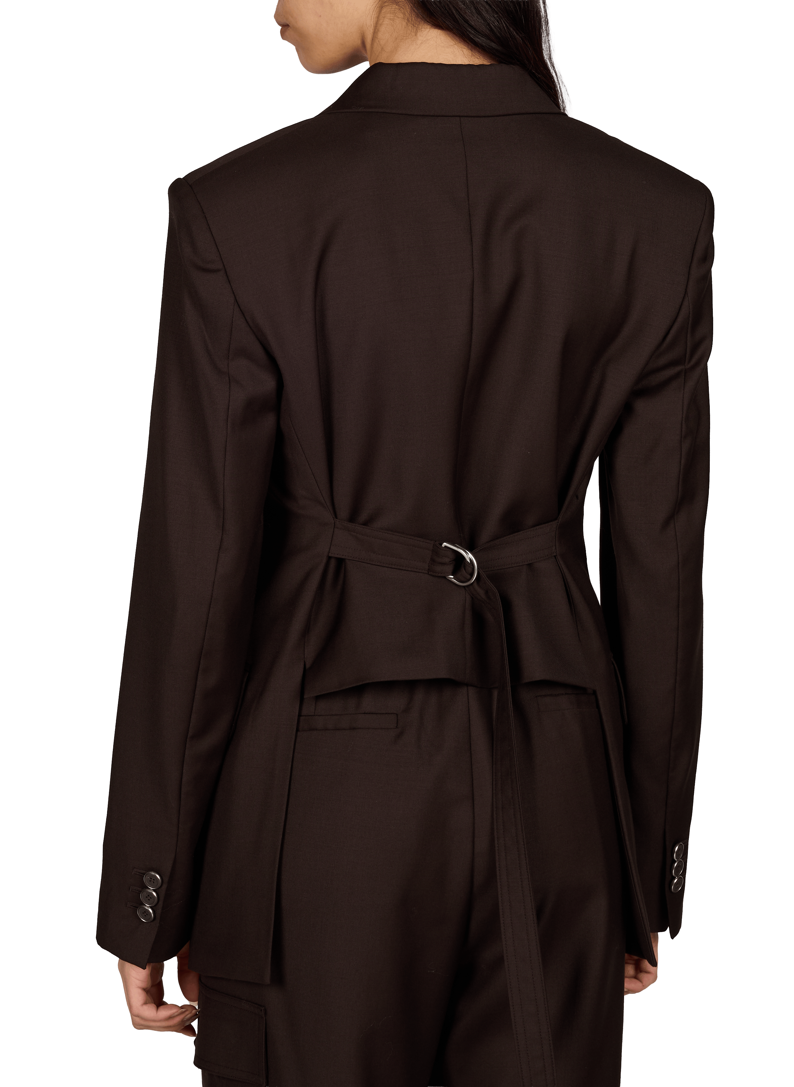 Fitted wool cutaway blazer HELMUT LANG Brown