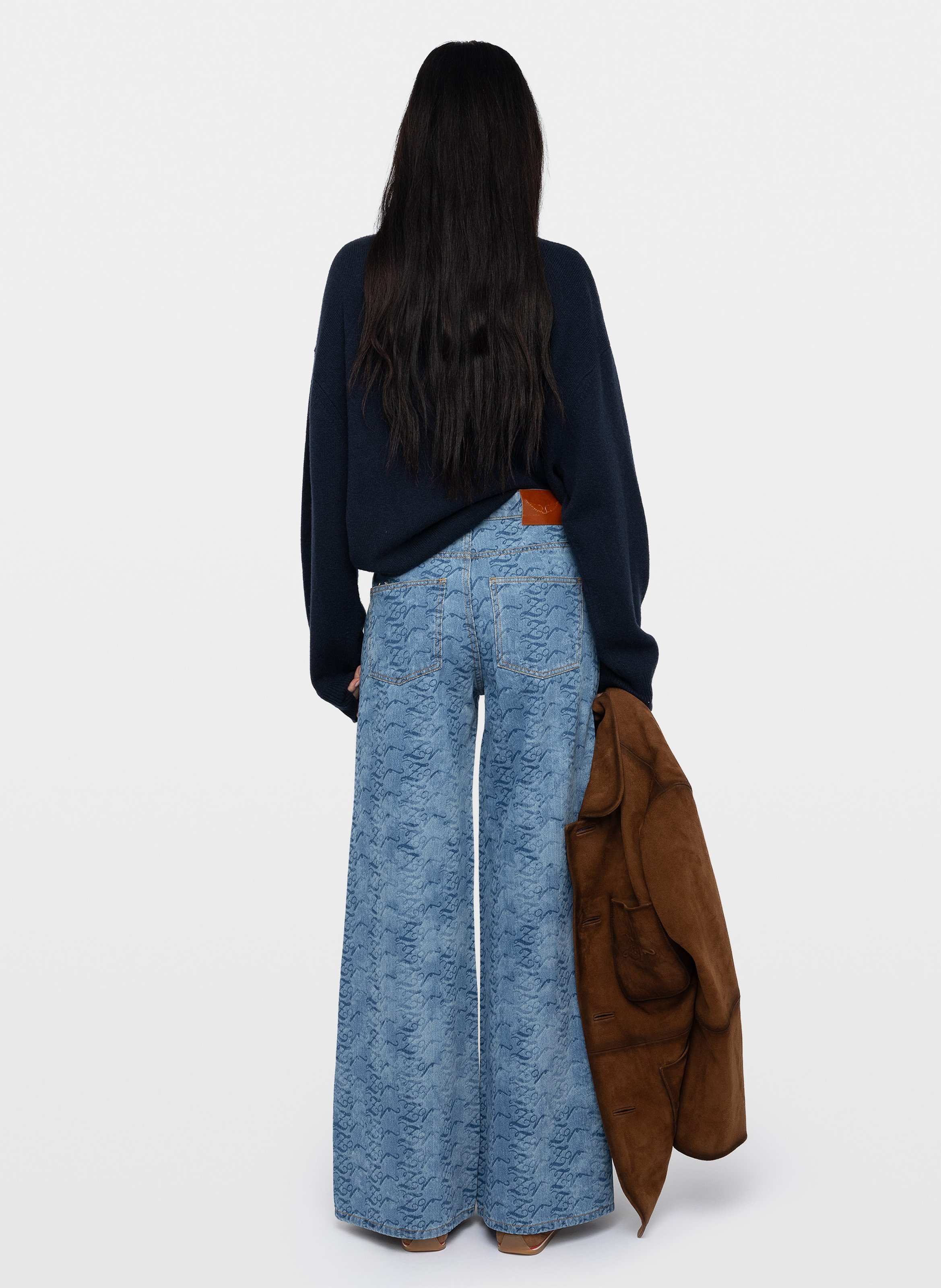 Jean évasé monogrammes en coton ete ZADIG&VOLTAIRE Bleu