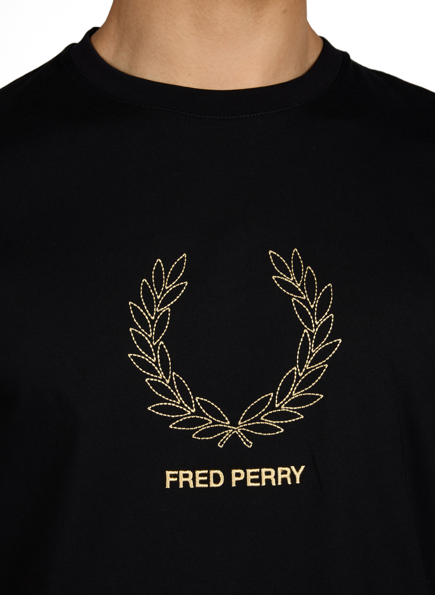 T-shirt à col rond en coton FRED PERRY Noir