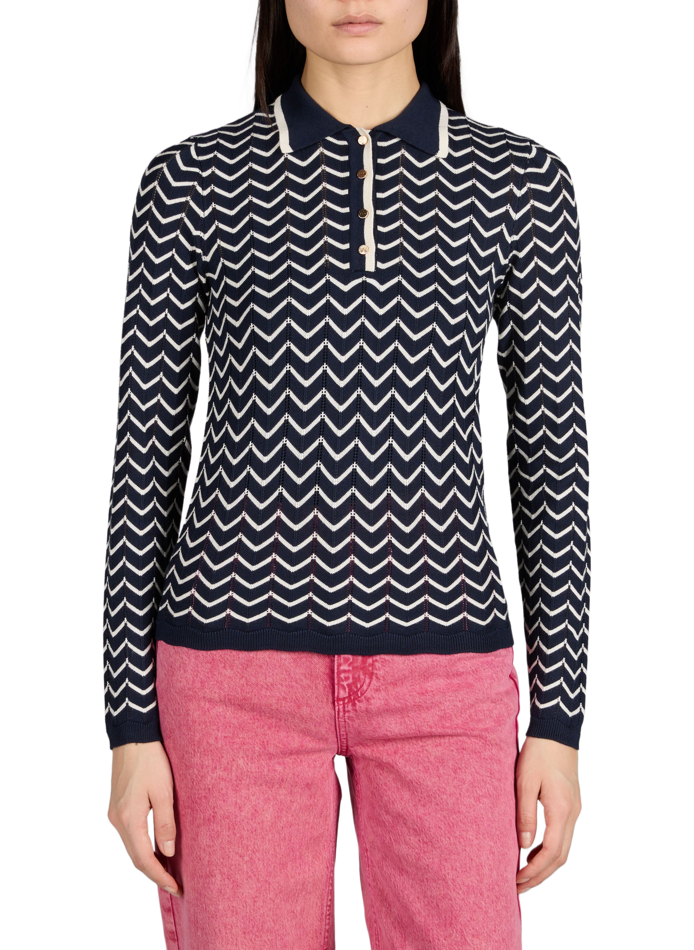 Pull col polo à rayures Viellora VILA Bleu