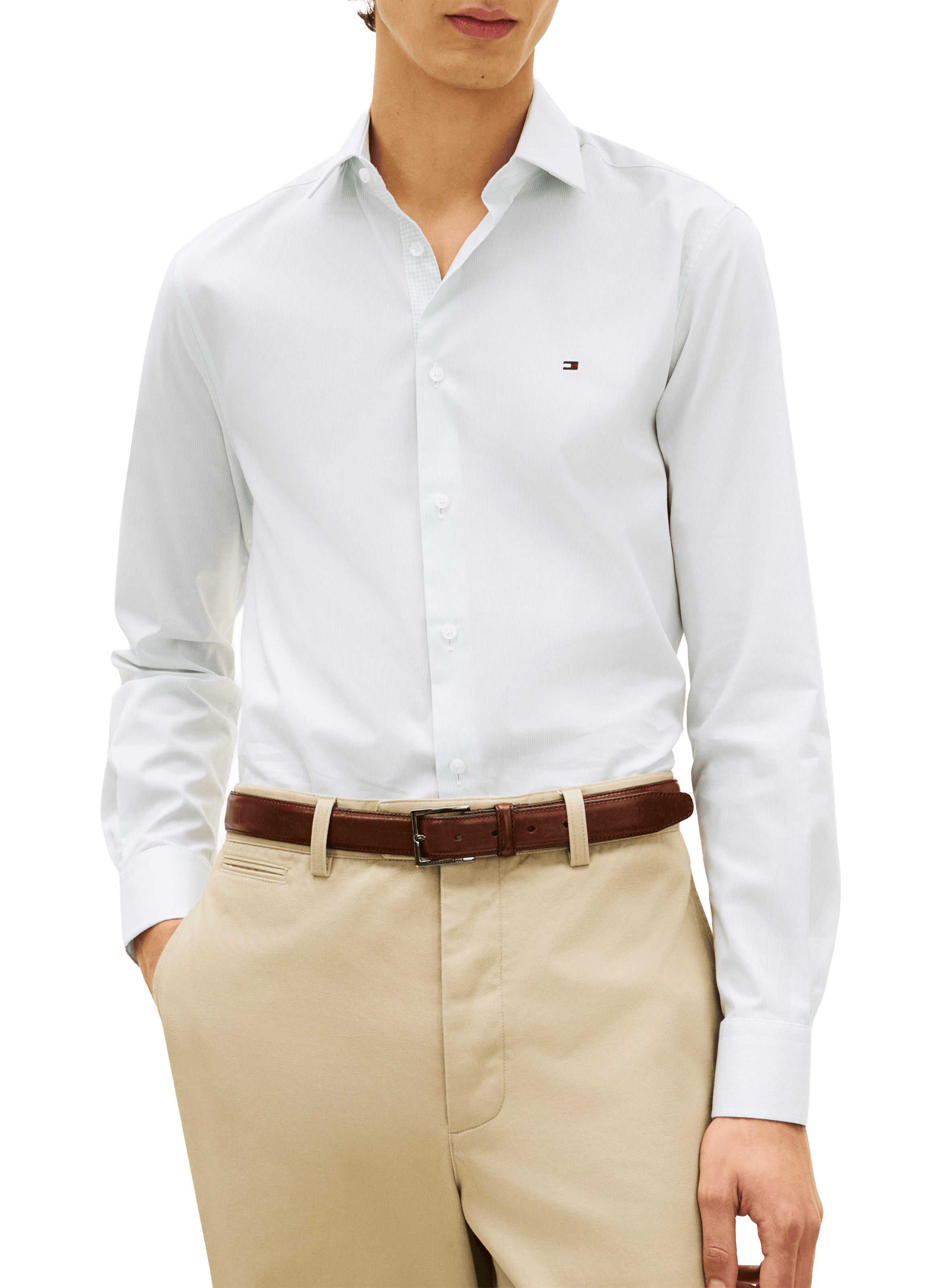 Straight cotton blend Shirt TOMMY HILFIGER Green