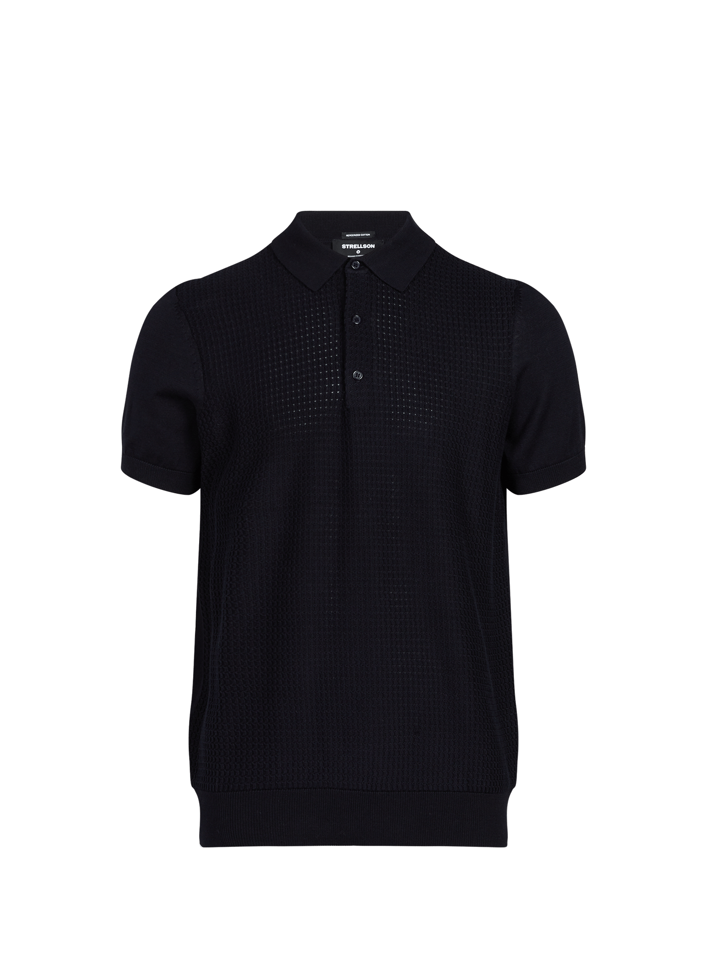 Short-sleeved ribbed cotton polo STRELLSON Blue