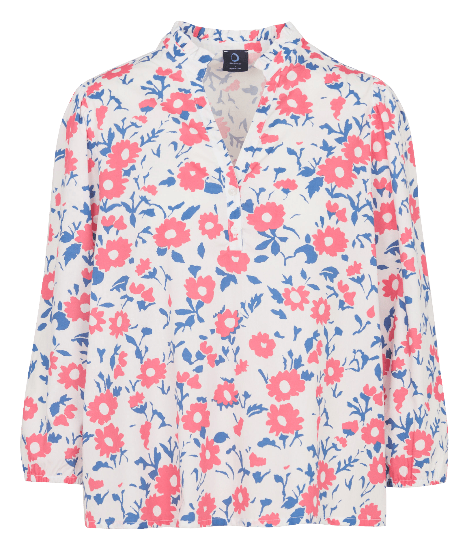 Blouse col tunisien imprimée deauville ARMOR-LUX Rouge