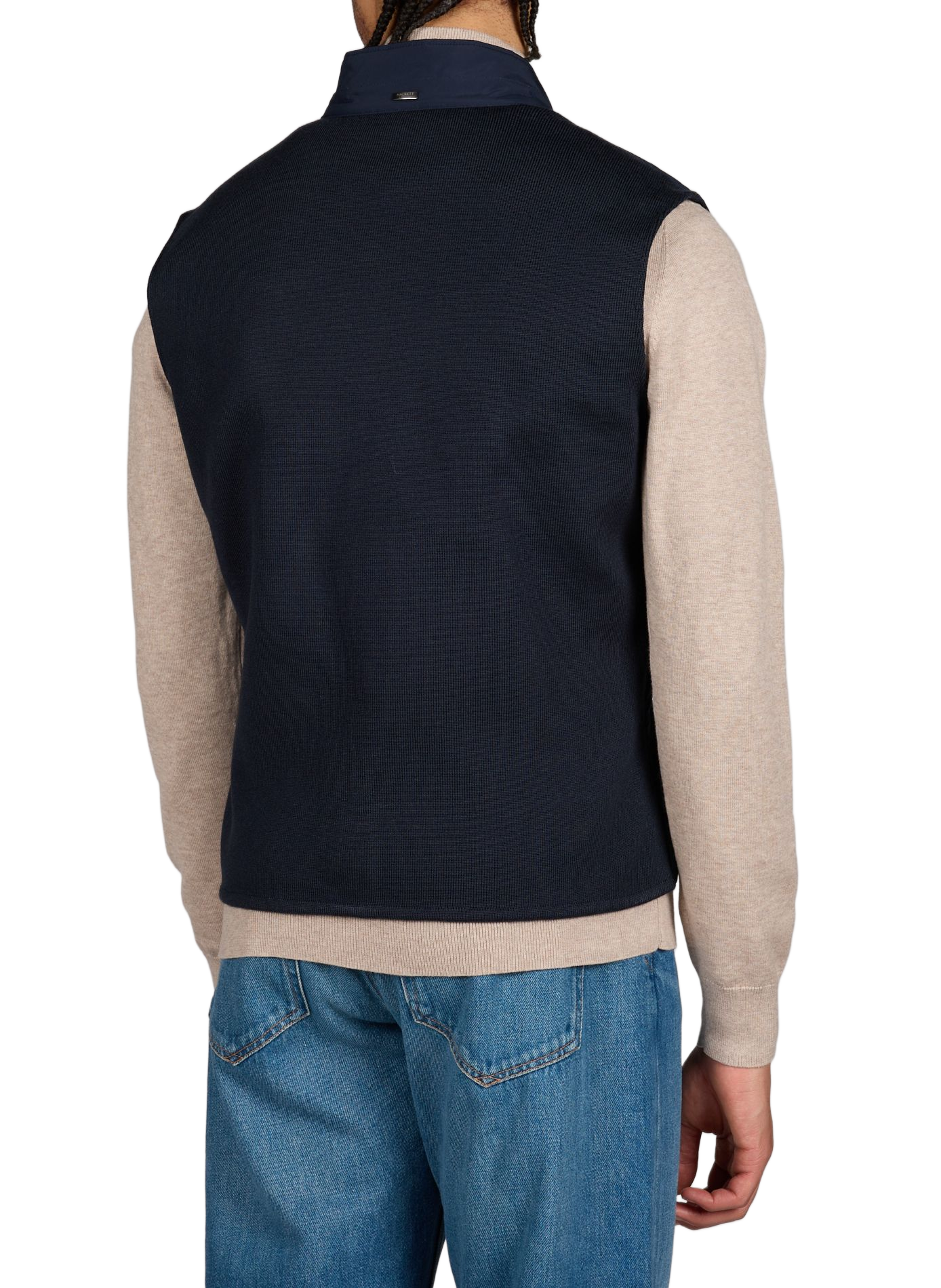 Sleeveless straight jacket with high collar HACKETT Blue