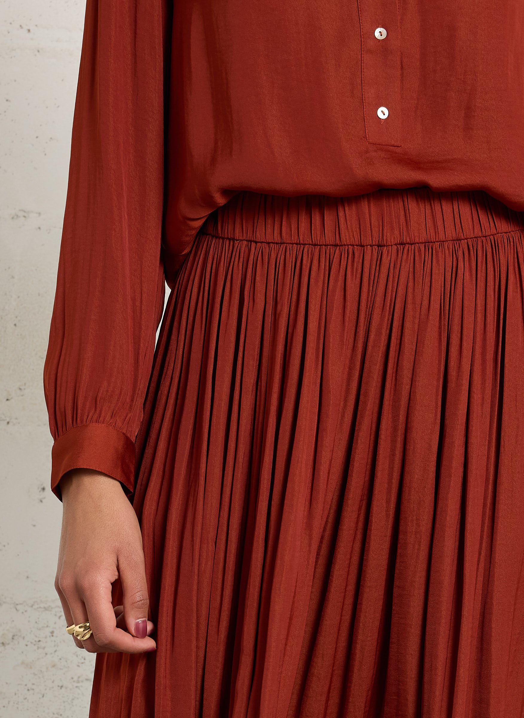 Jupe midi plissée crystal MAISON 123 Rouge