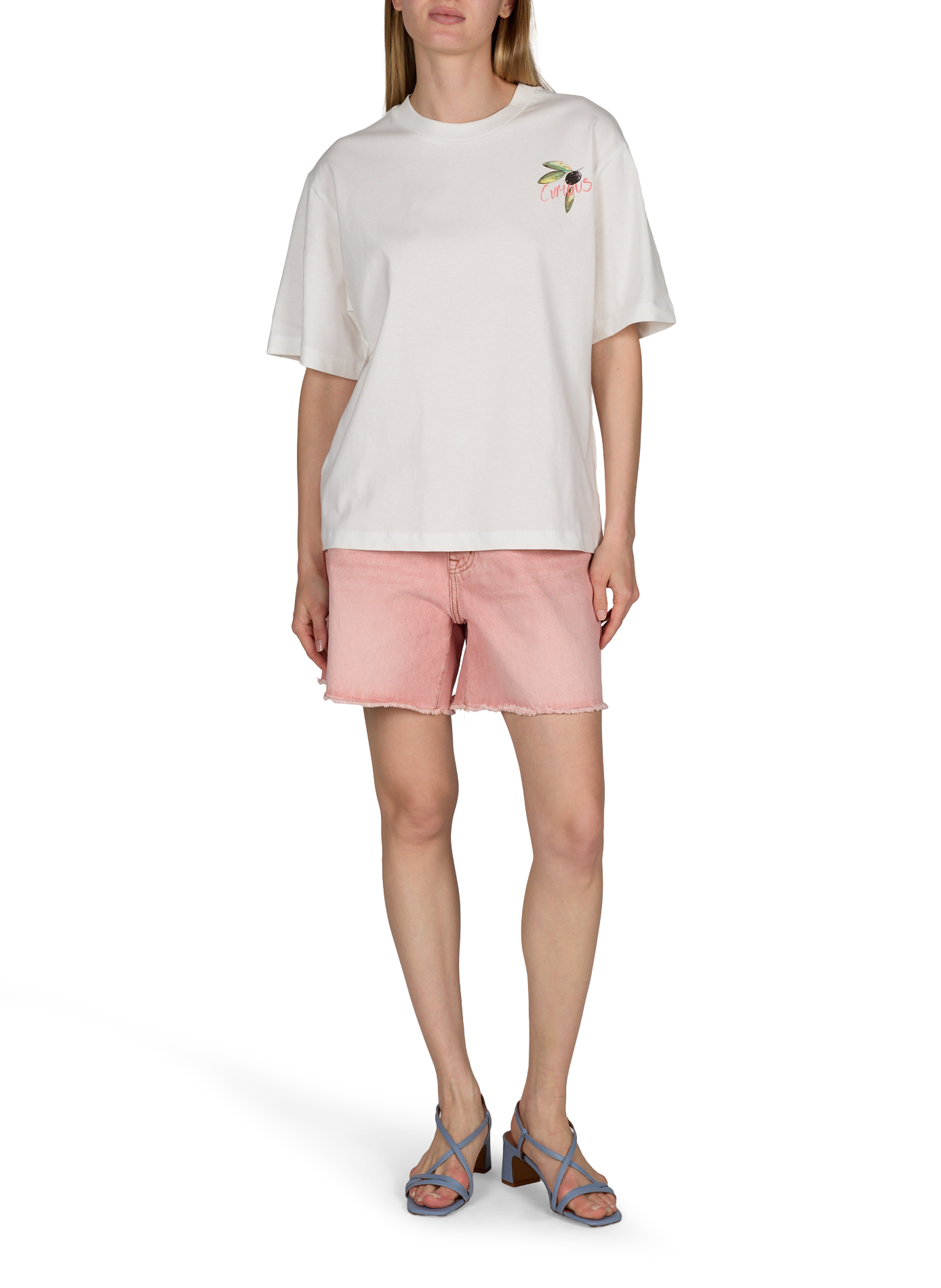 Short bords effilochés en coton BELLEROSE Rose