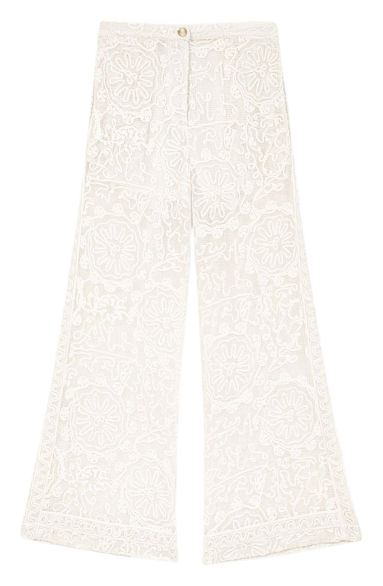 Pantalon flare brodé Beige