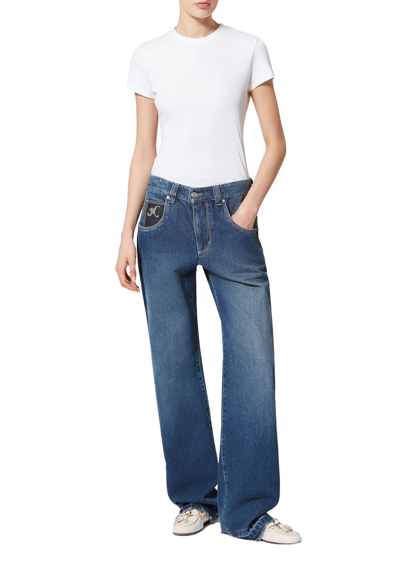 Jeyda cotton denim jeans with stitching ISABEL MARANT Blue