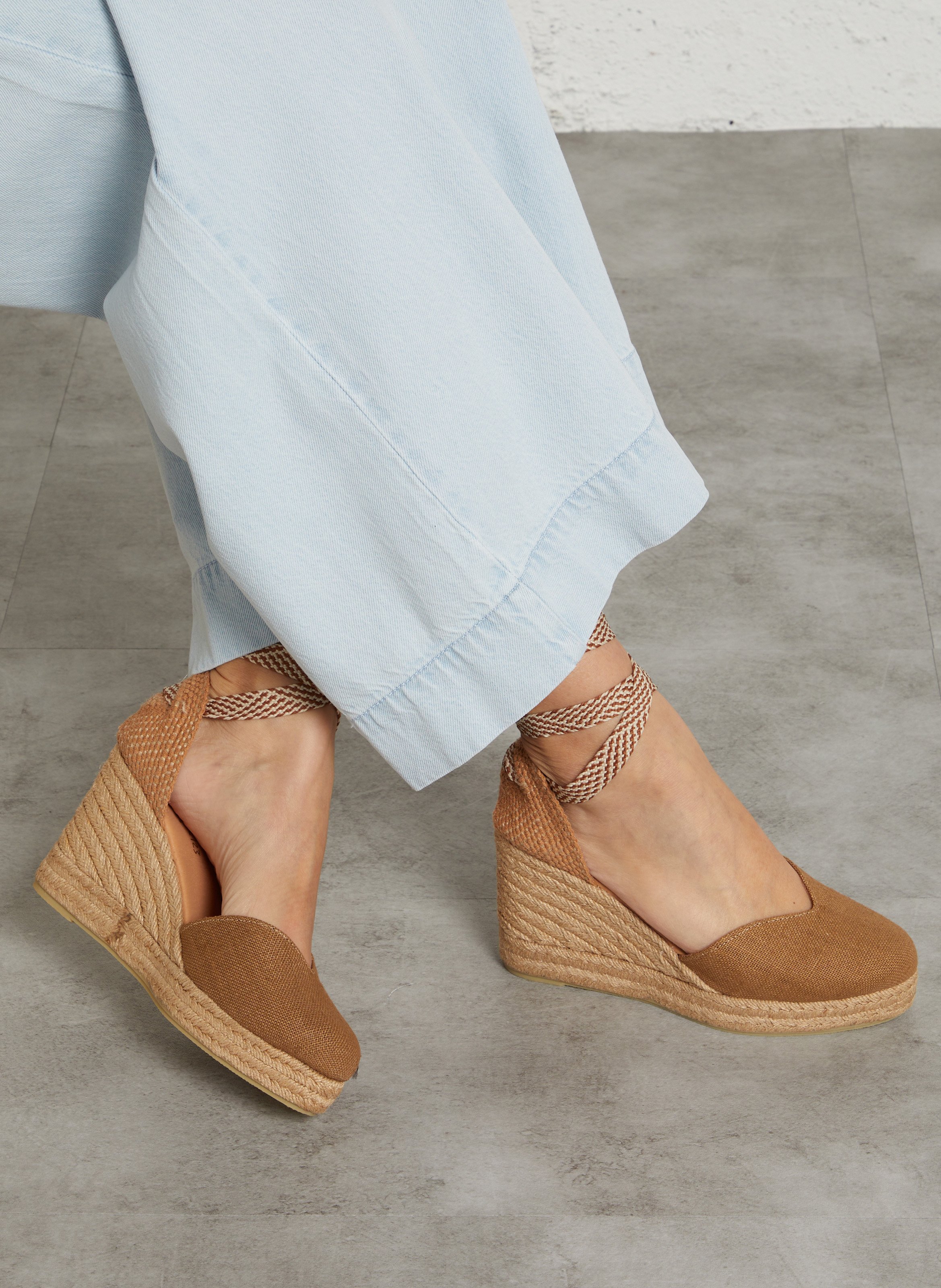 Espadrilles compensées en coton stella MAISON 123 Beige