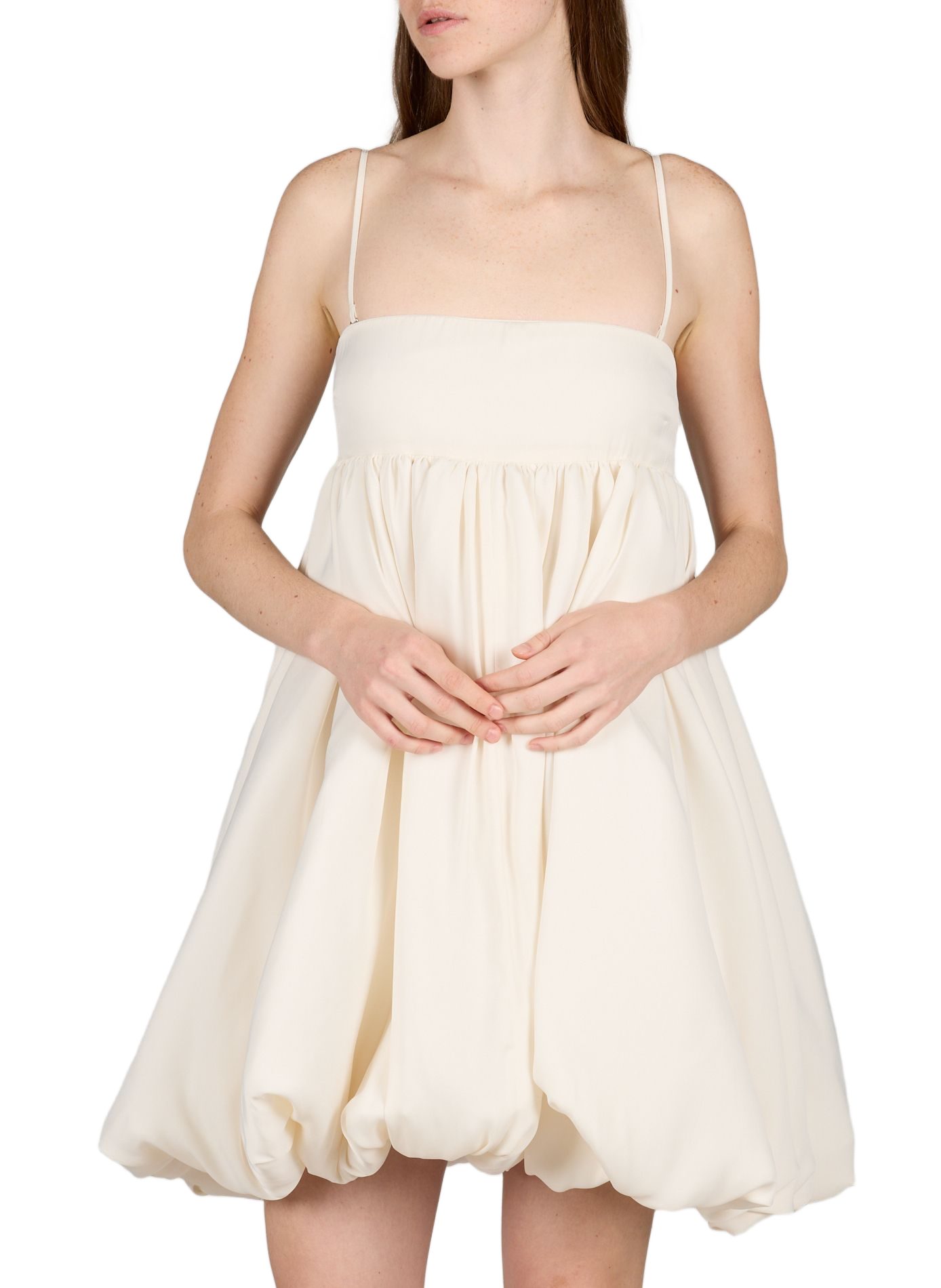 Puffy strapless dress with removable straps ROTATE White