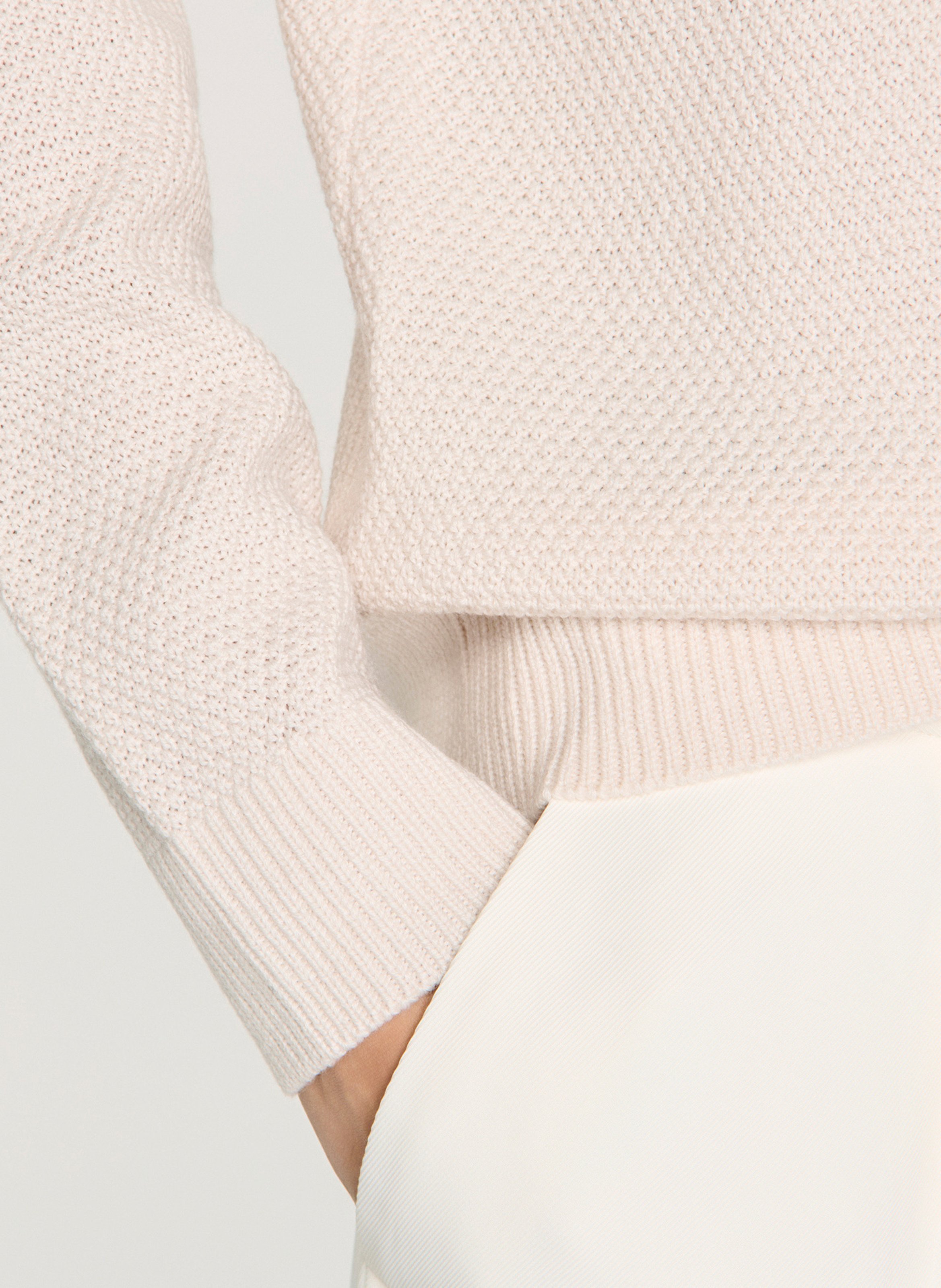Pull droit col rond en laine | Beige SANDRO Homme