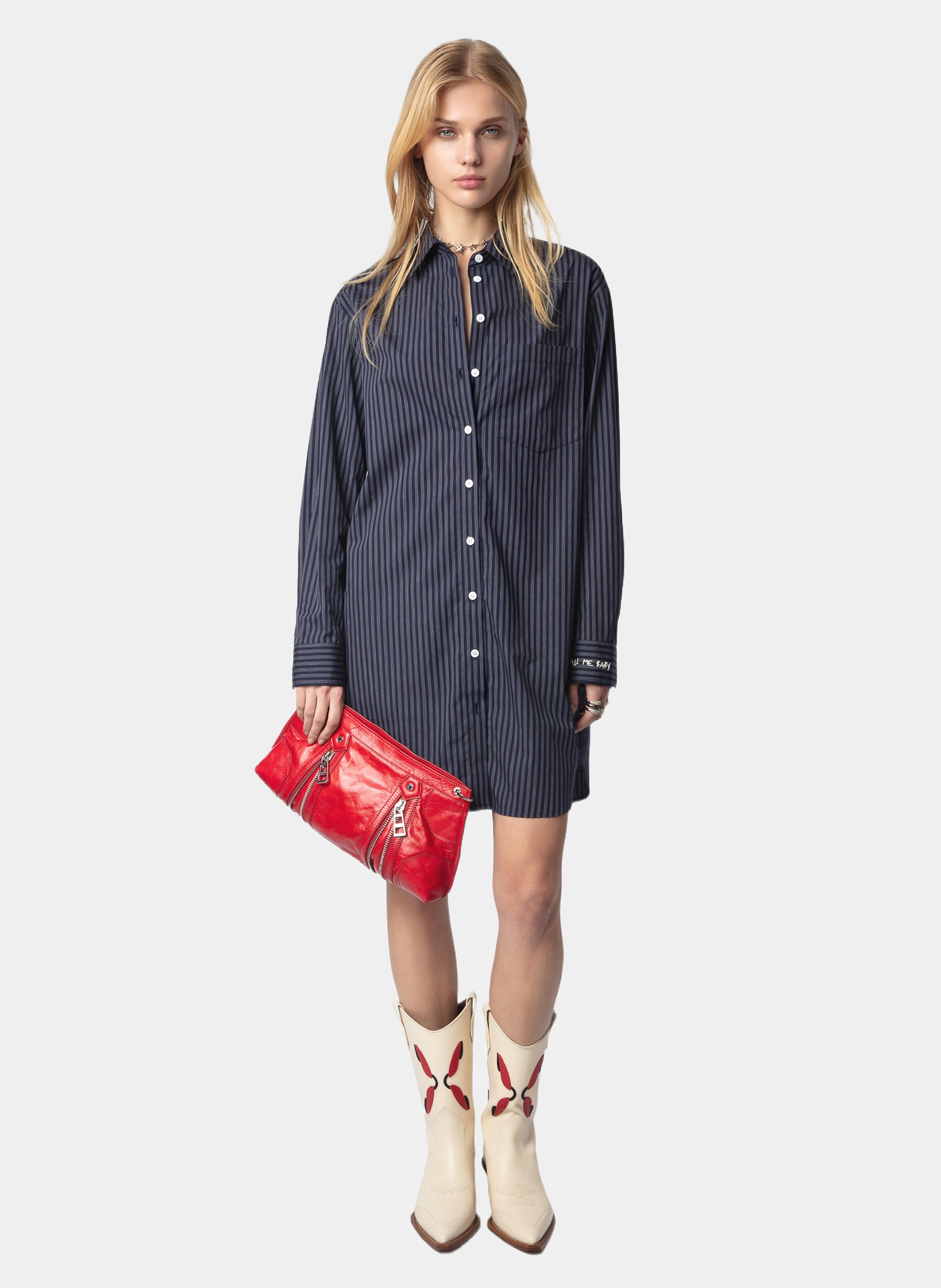 Kurzes gestreiftes Baumwollkleid. ZADIG&VOLTAIRE Blau