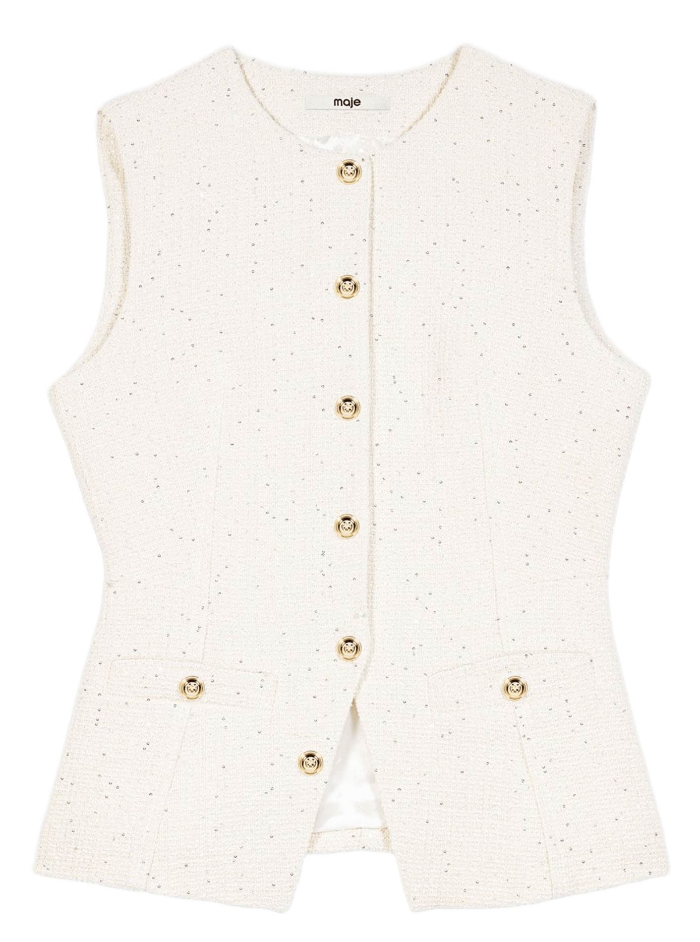 Top cintré en coton mélangé MAJE Beige
