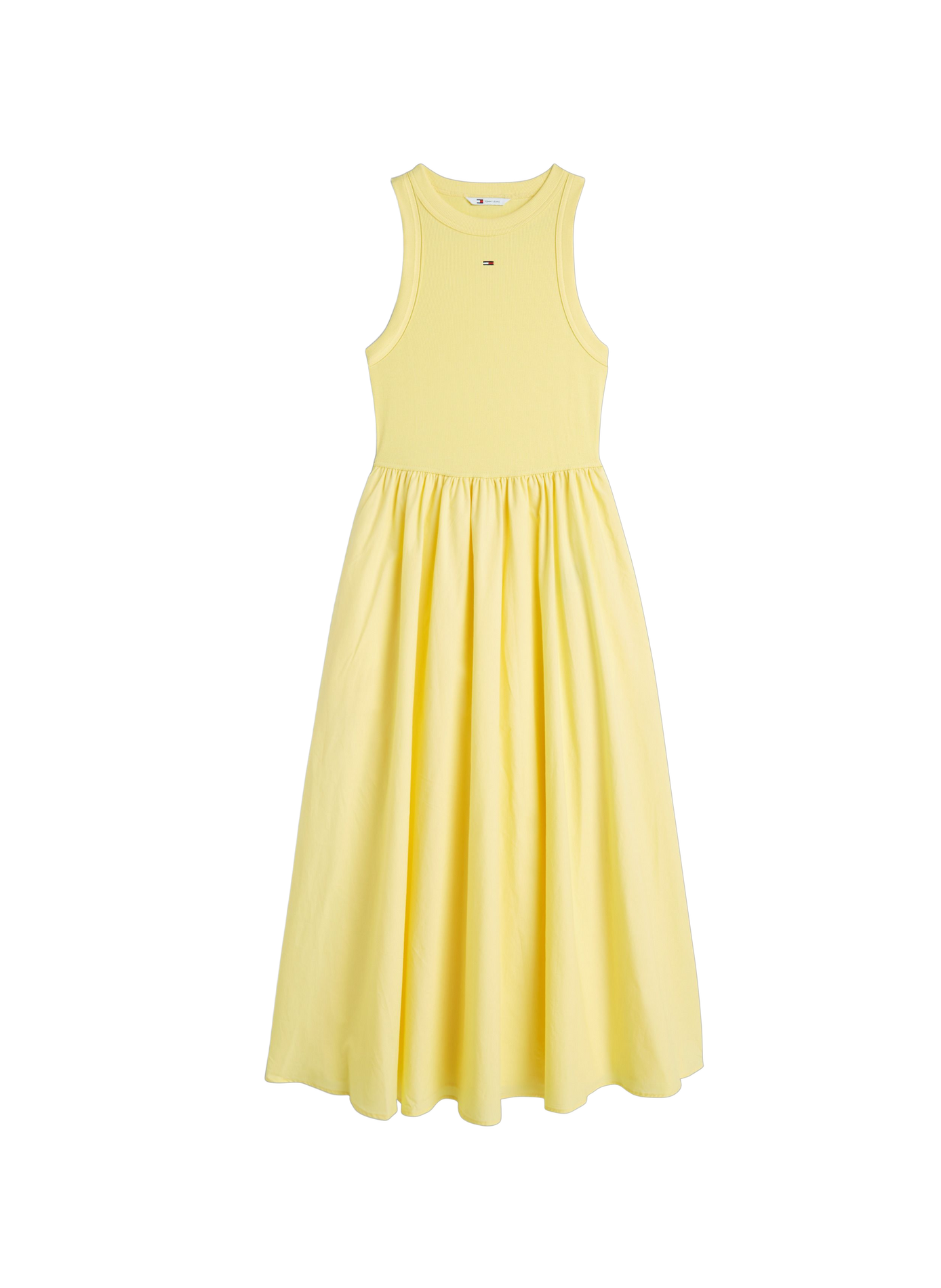 Robe débardeur longue slim en popeline en coton TOMMY HILFIGER Jaune