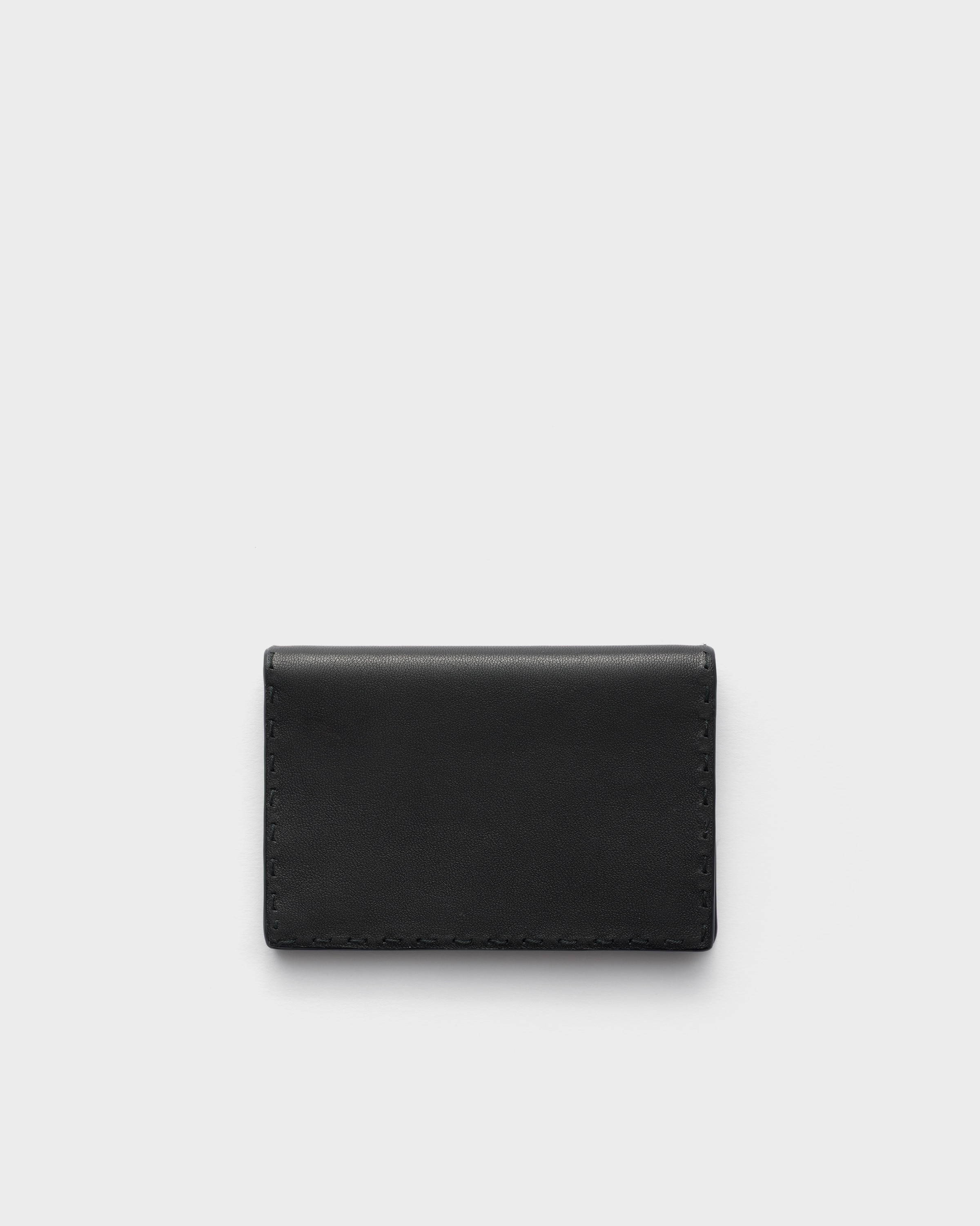 Porte-cartes en cuir vieilli PRADA Noir