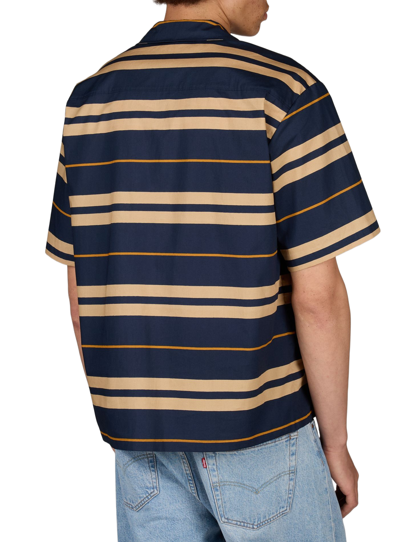 Gestreiftes Hemd mit kurzer Passform aus Baumwolle HUGO BLUE Blau