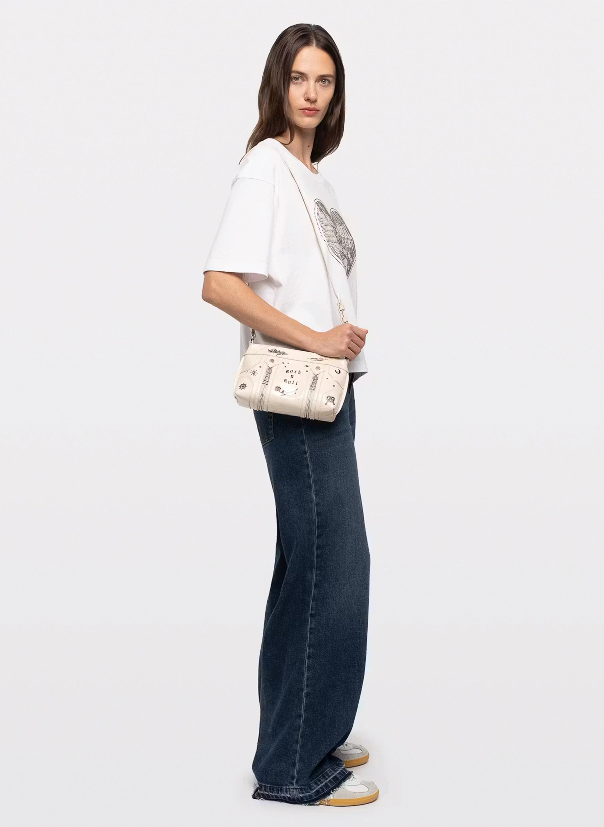 Sac bandoulière en cuir imprimé sunny mood ZADIG&VOLTAIRE Blanc