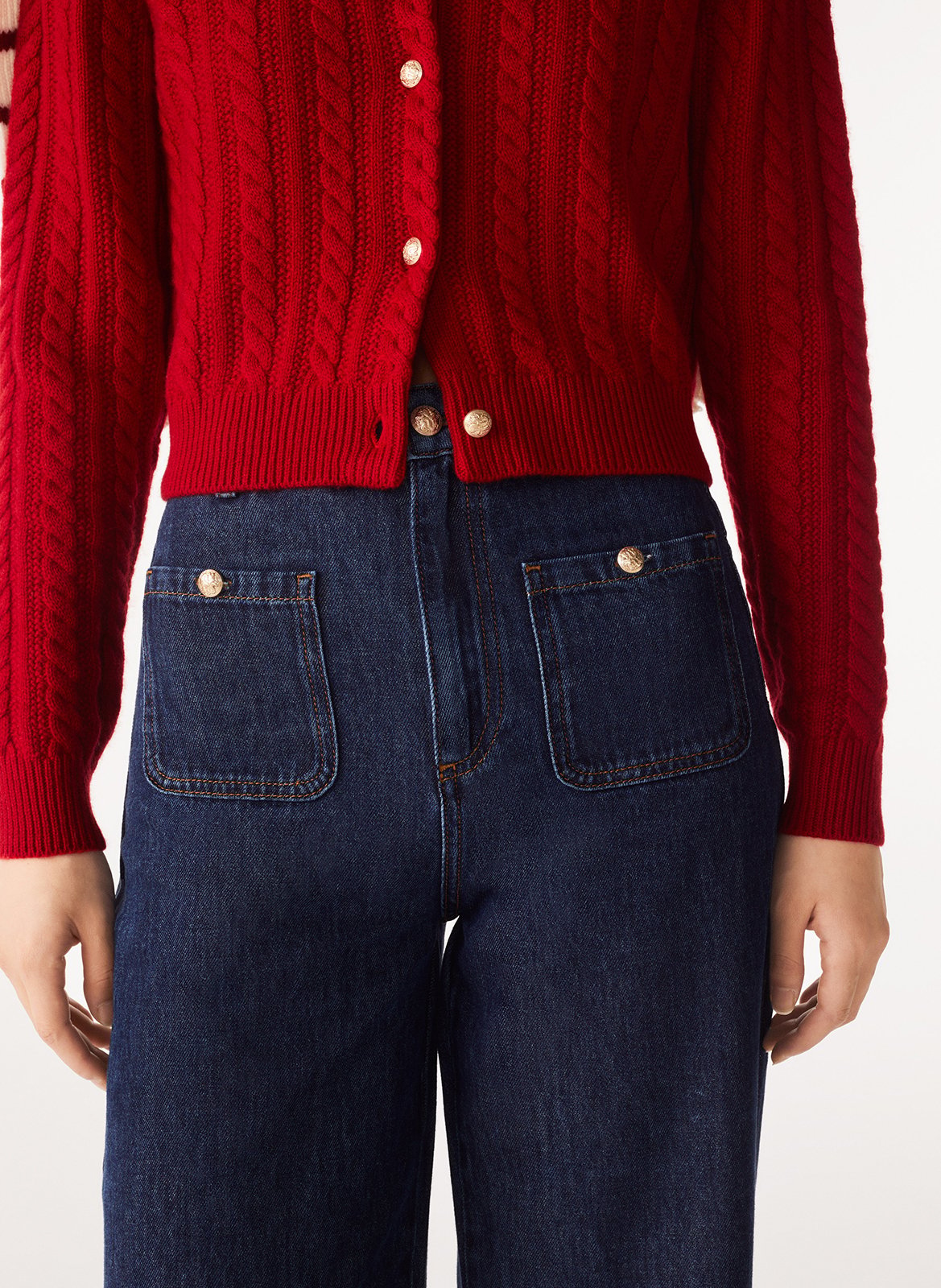 Jean évasé taille haute en coton buty BA&SH Bleu