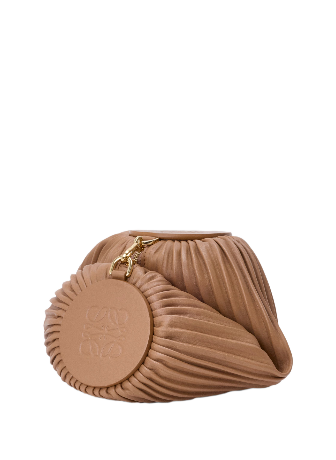 Bracelet Pouch en cuir de veau nappa plissé LOEWE Marron