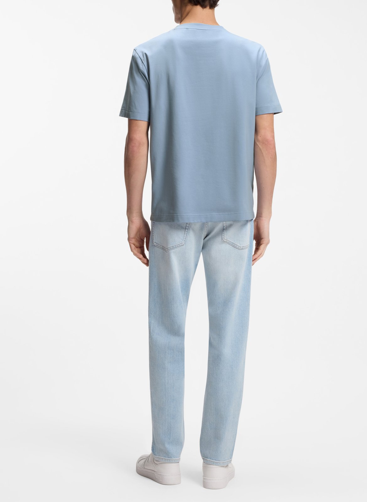 Tee-shirt col rond en coton mélangé BOSS Bleu