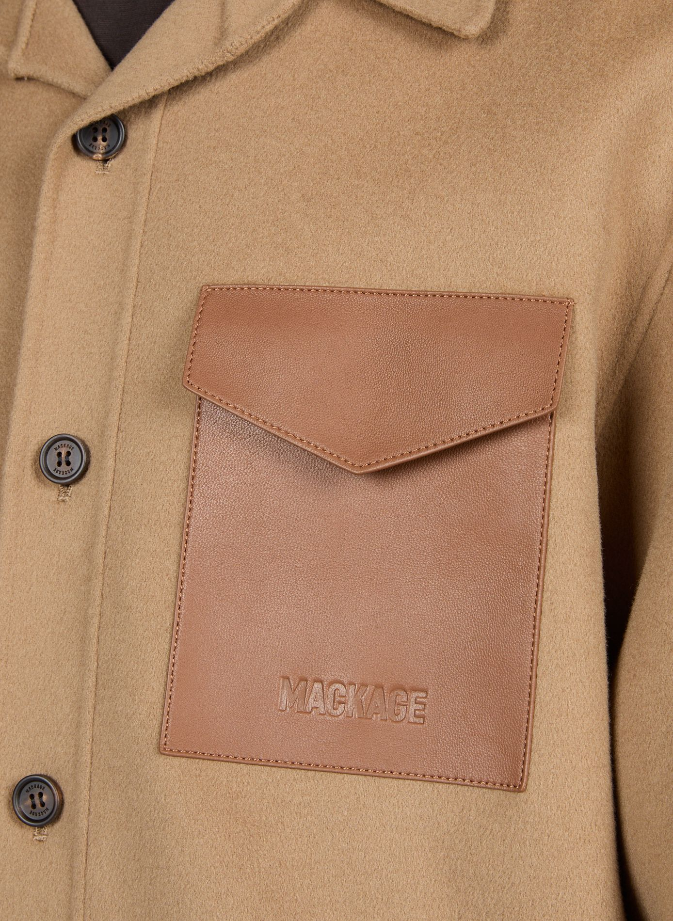Straight buttoned shirt in blended wool MACKAGE Beige