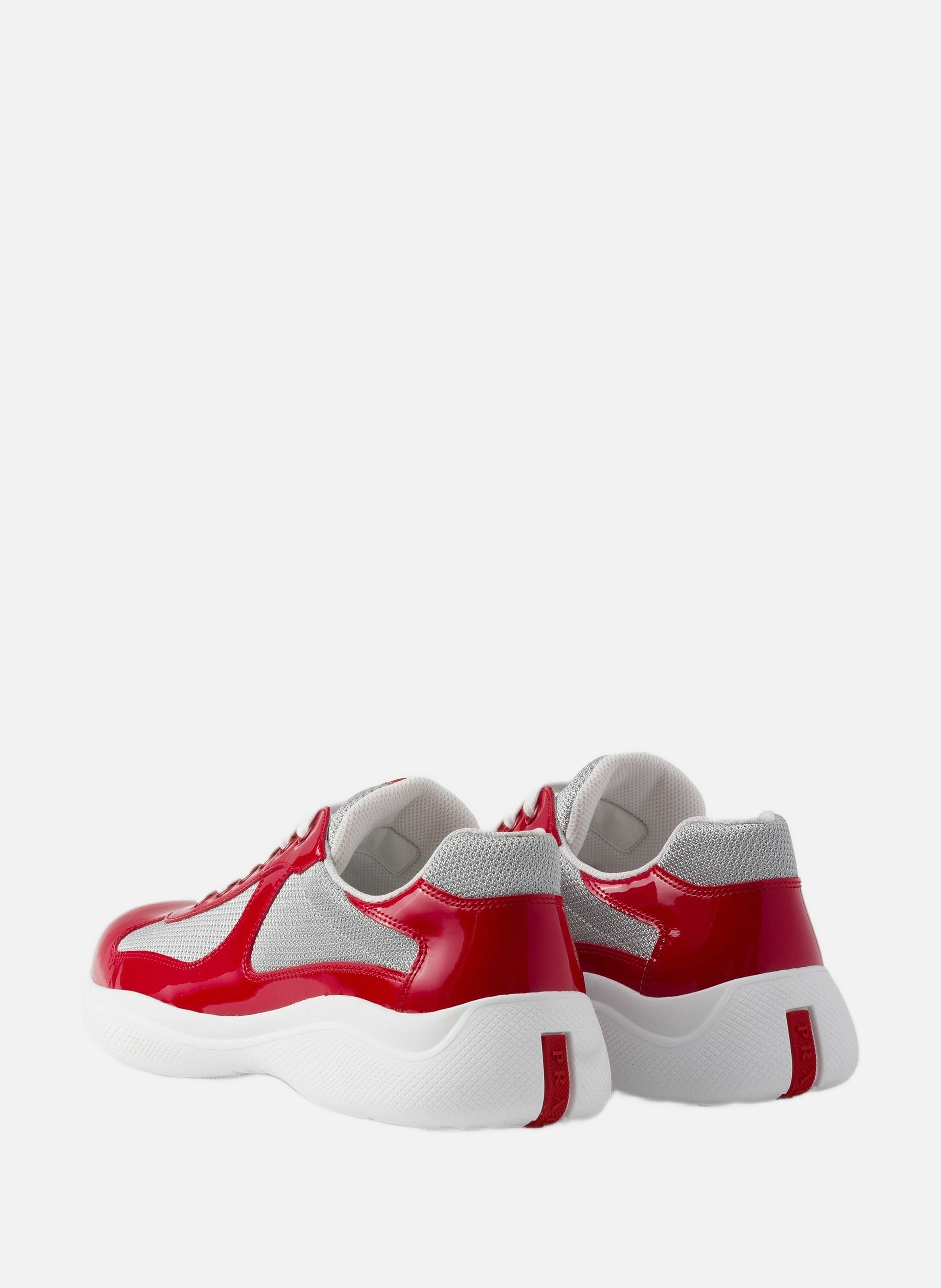 Sneakers prada america’s cup en cuir verni et tiss PRADA Rouge