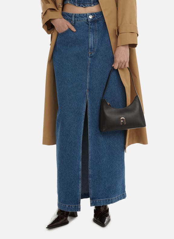 Denim skirt with slit Blue by SAISON 1865 SAISON 1865 Denim skirt with slit Blue