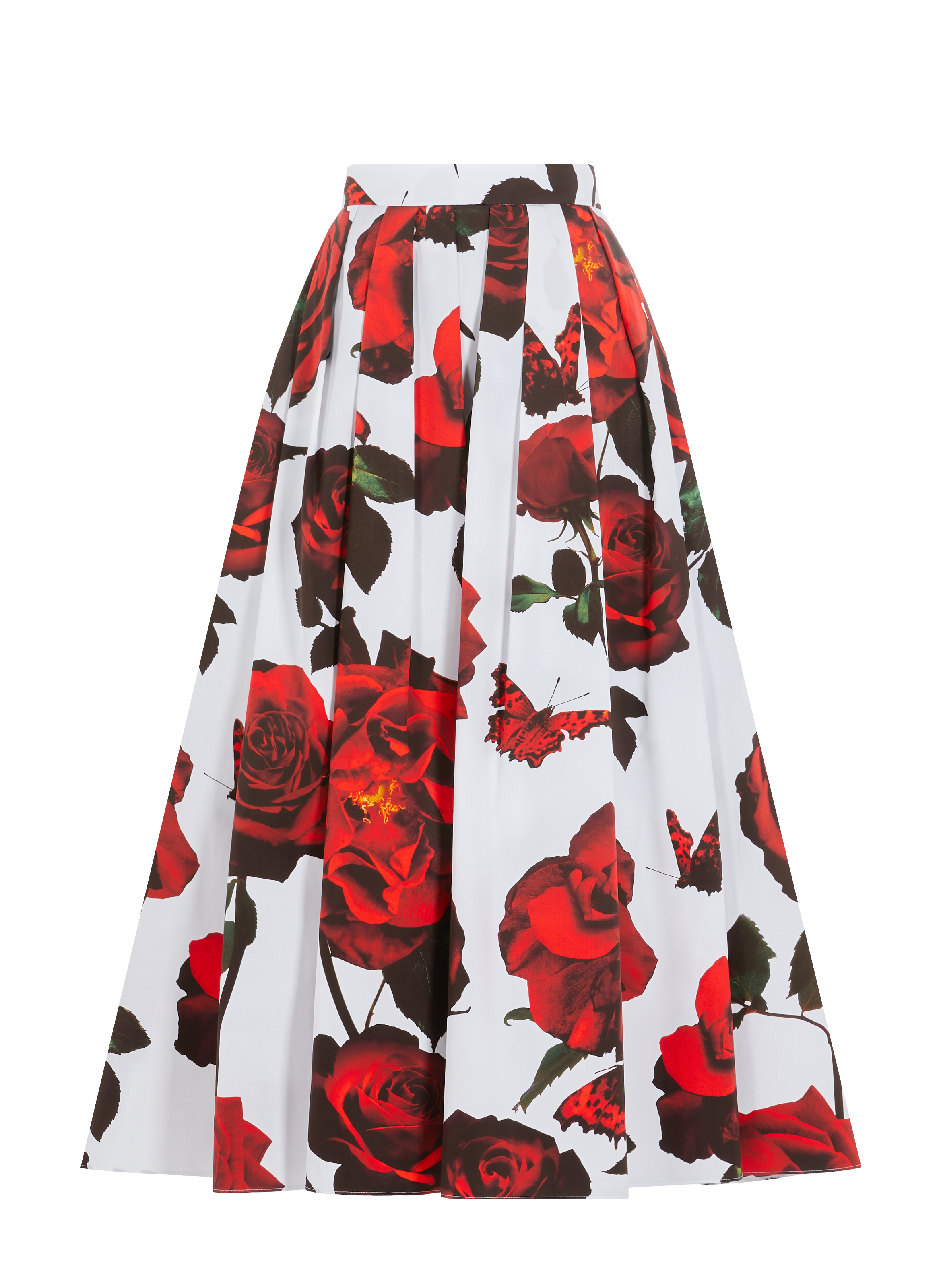Pleated floral-print midi skirt ALEXANDER MCQUEEN Multicolour