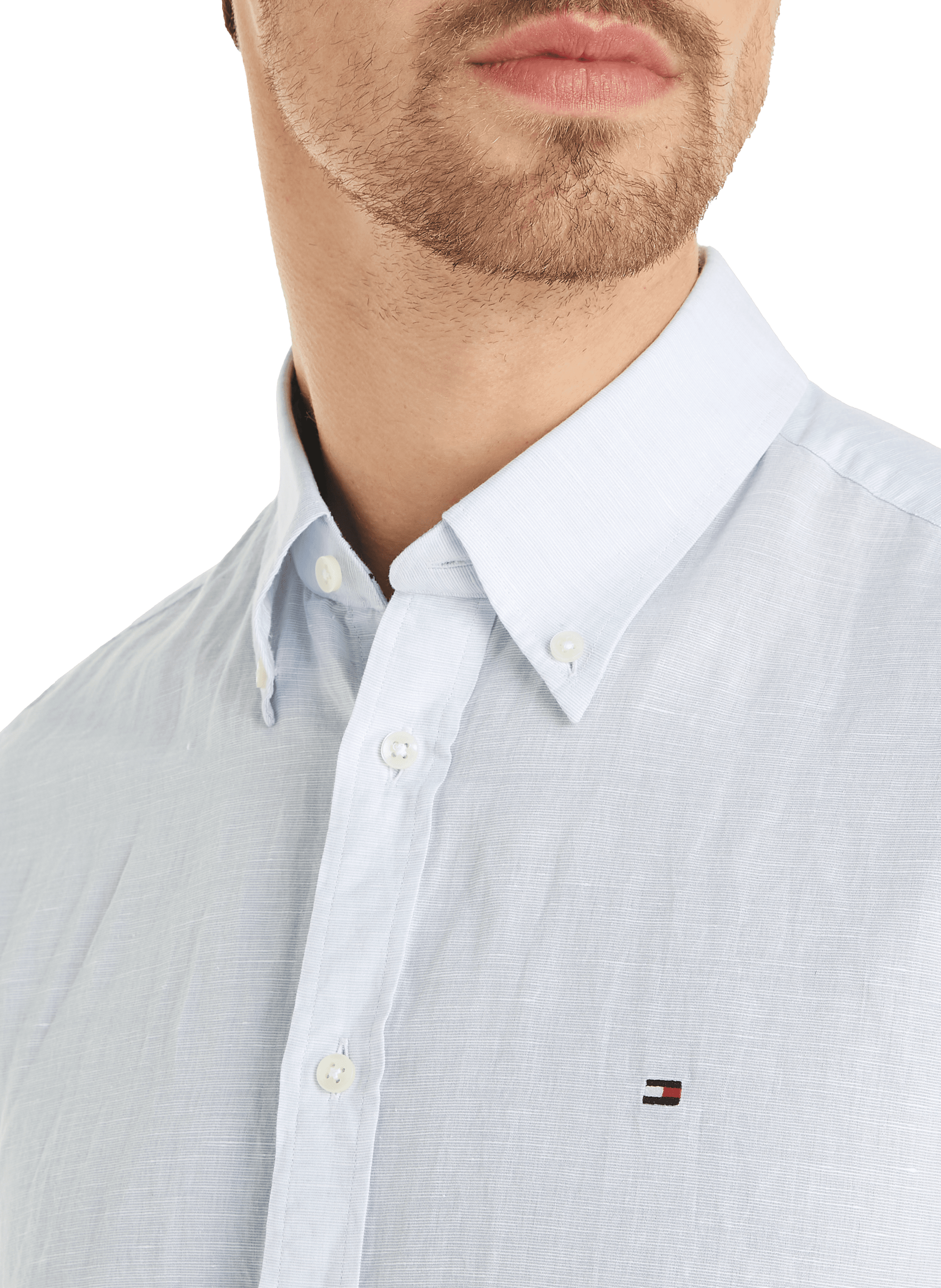 Chemise slim en coton et lin TOMMY HILFIGER Bleu