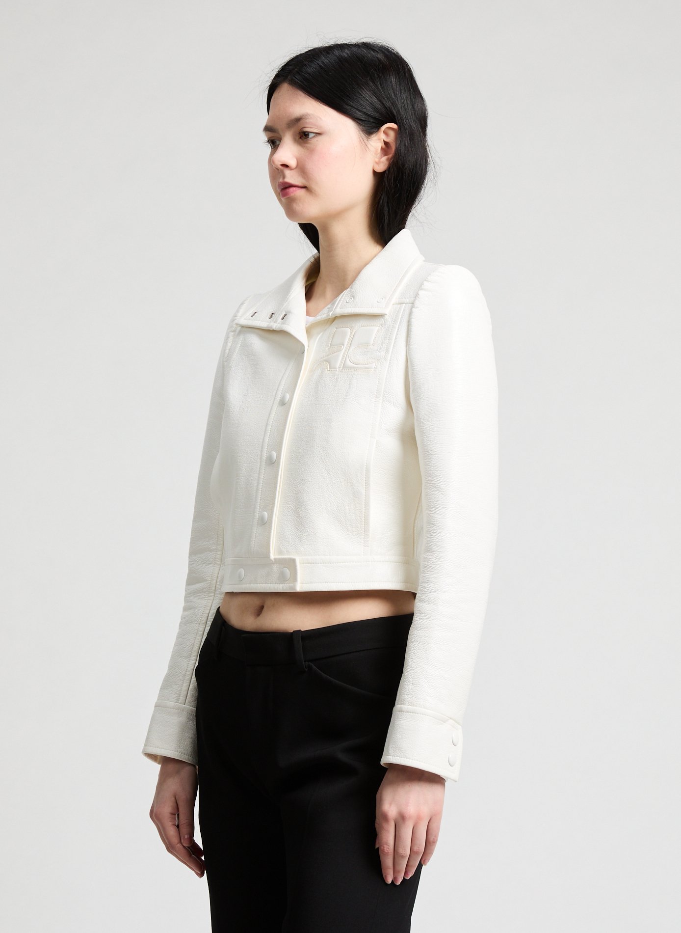 Blouson Réédition vinyle en coton mélangé COURRÈGES Blanc