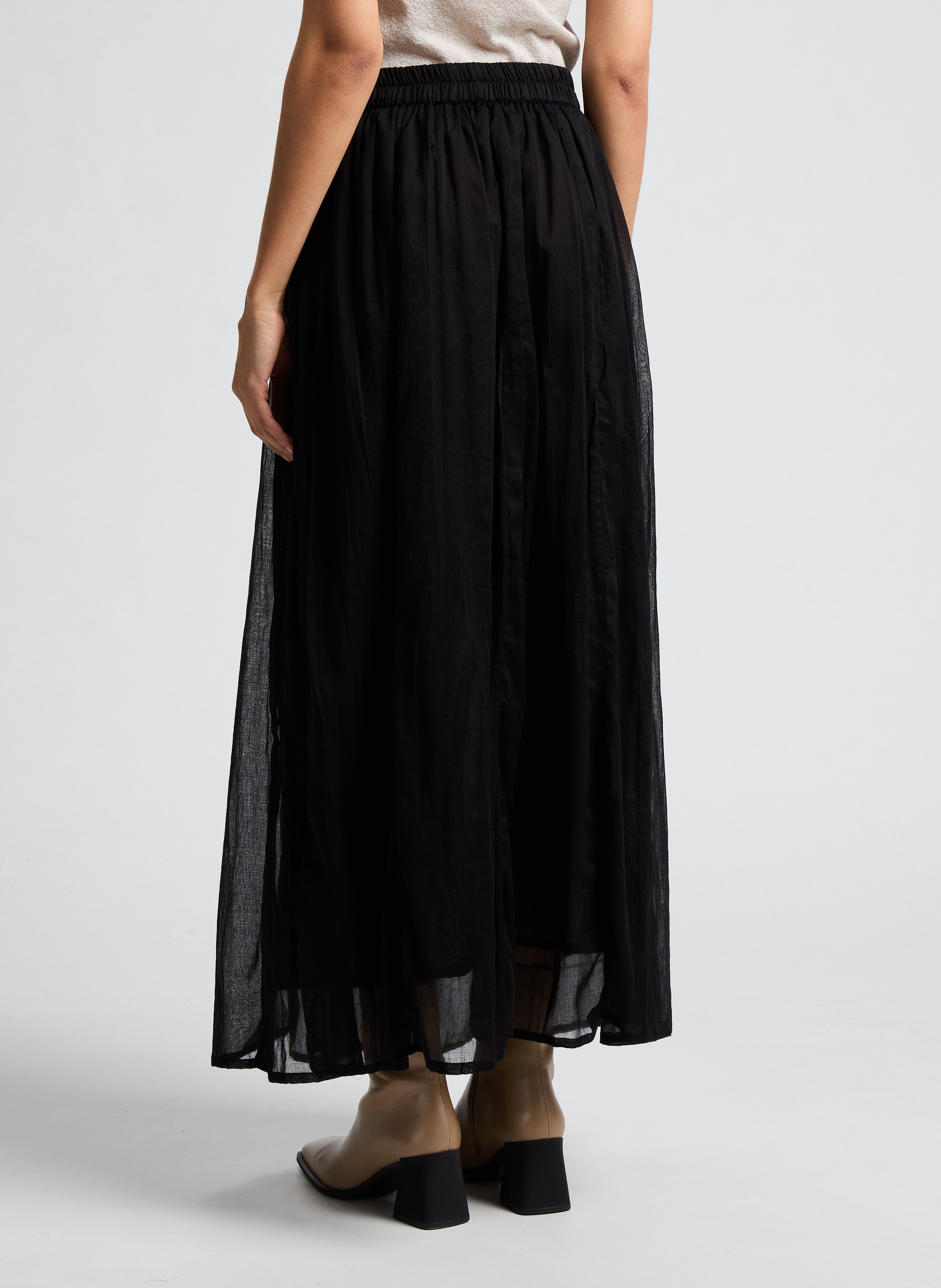 Jupe longue Caro en coton SAISON 1865 Noir