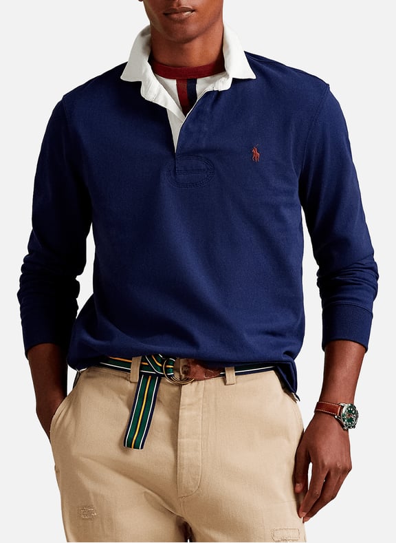 Long-sleeved cotton polo shirt Blue by POLO RALPH LAUREN POLO RALPH LAUREN Long-sleeved cotton polo shirt Blue