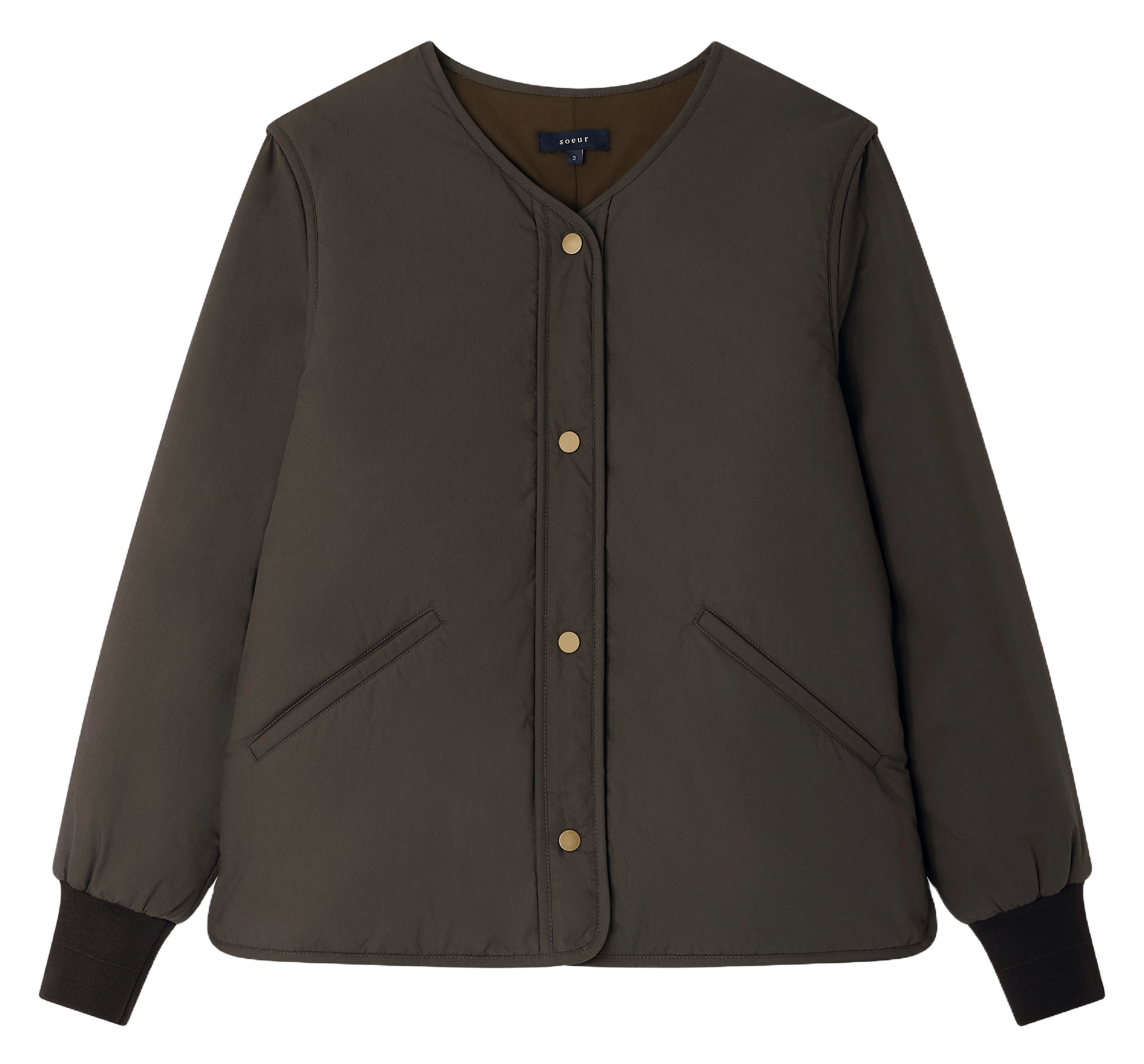 Blouson droit col v en coton goji SOEUR Gris