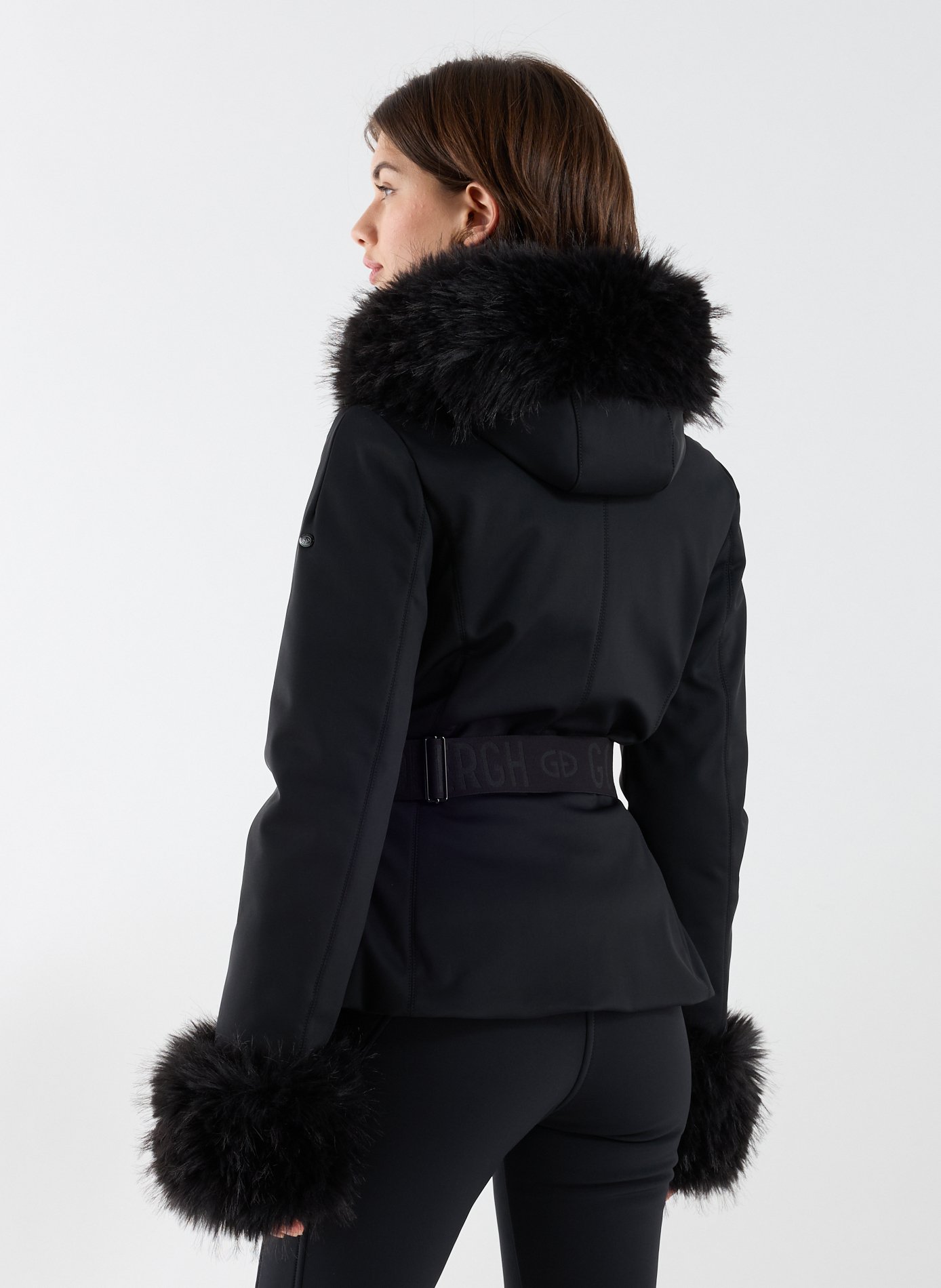 Veste de ski ceinturée à fourrure GOLDBERGH Noir