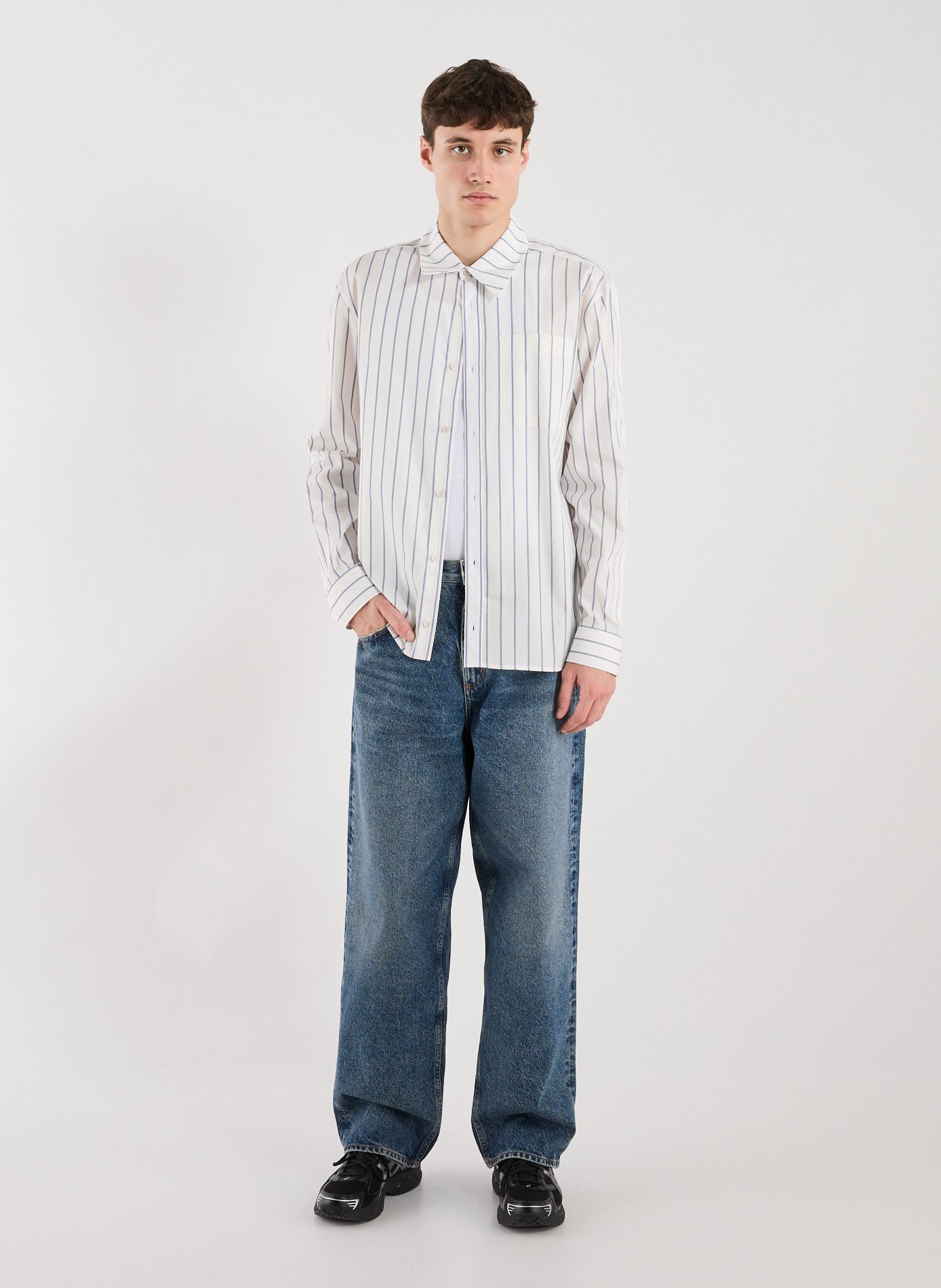 Classic collar shirt with striped pattern in cotton WON HUNDRED Multicolour