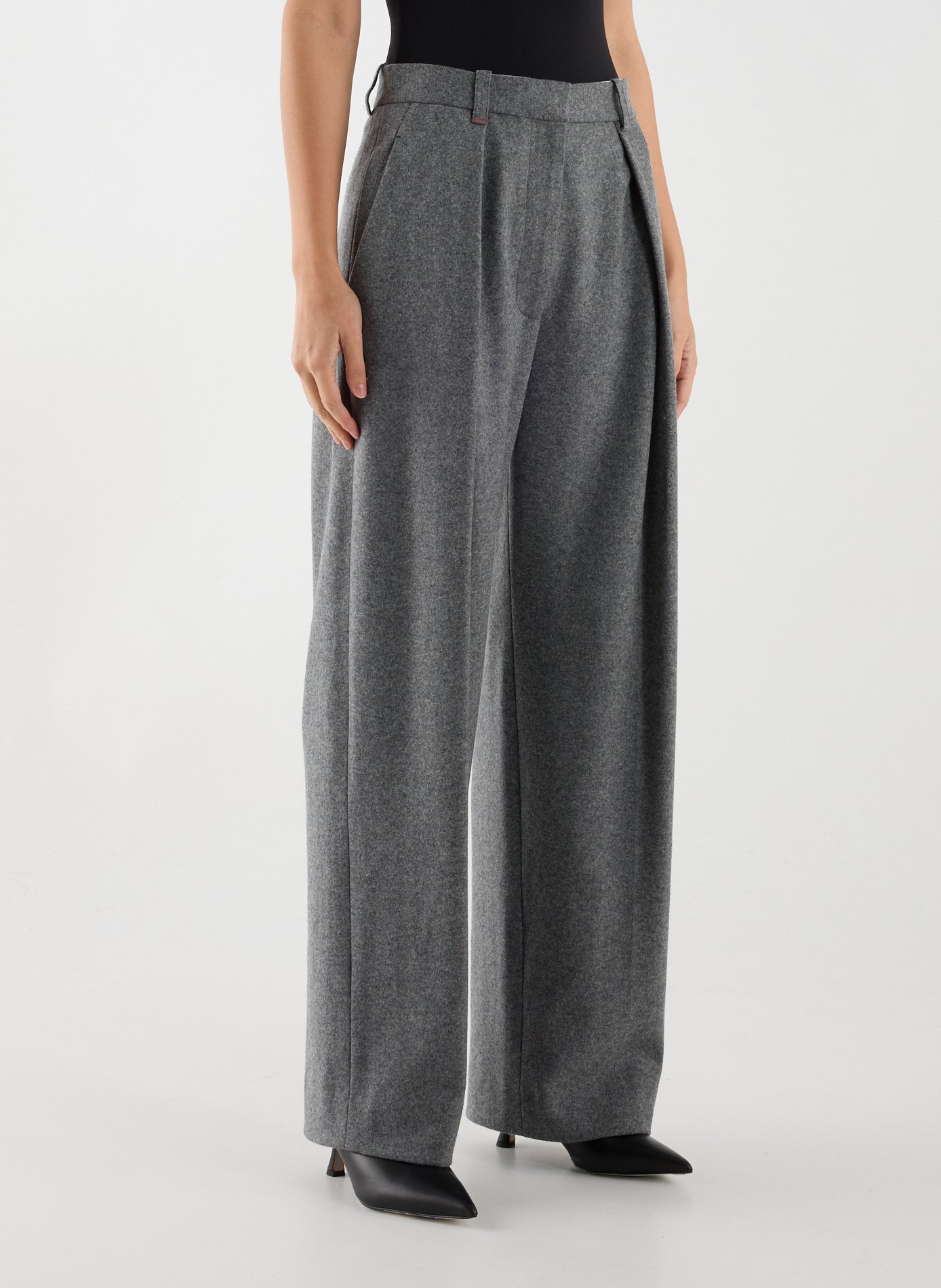 VICTORIA BECKHAM Straight wool and cashmere pants Grey