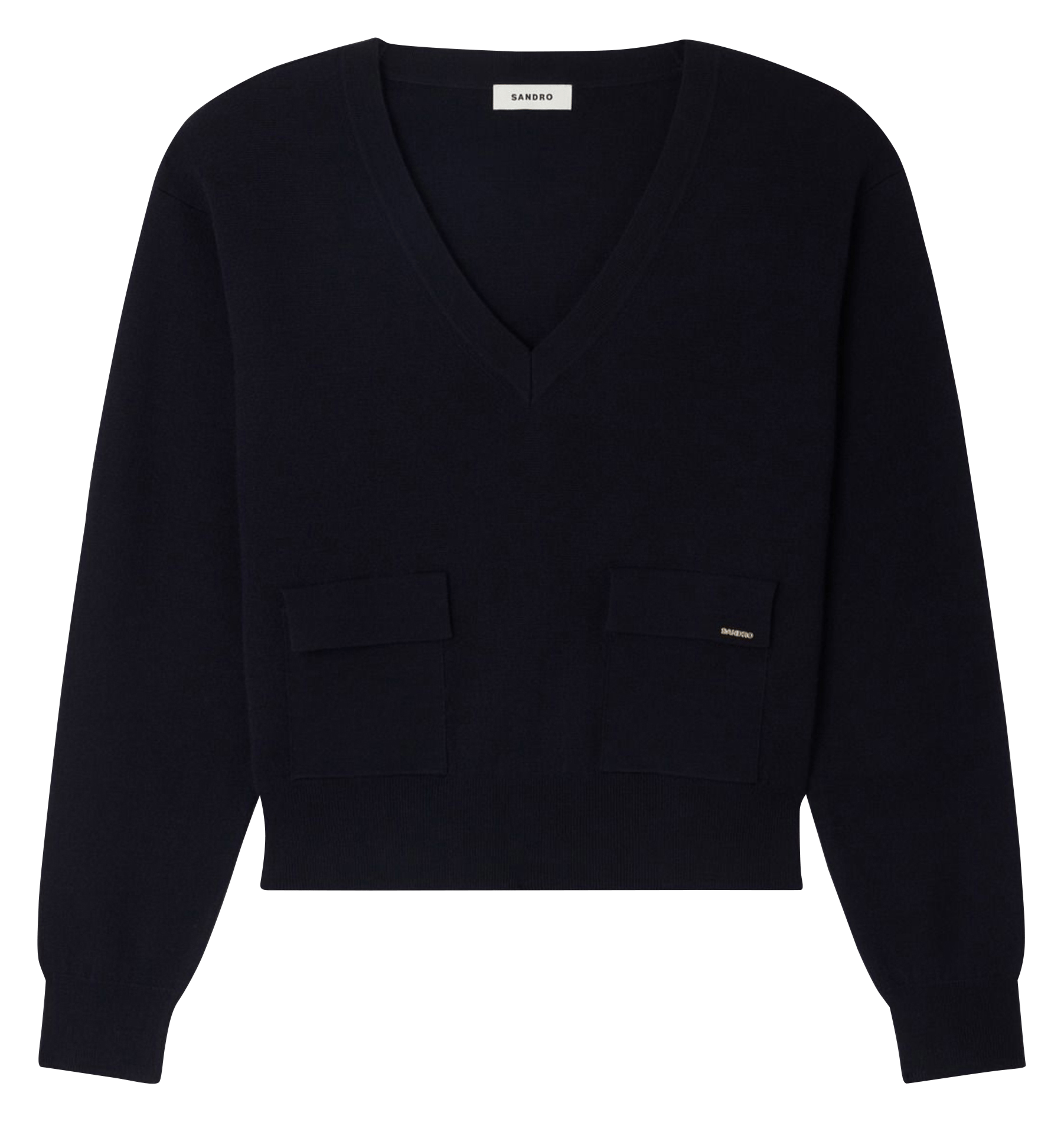 Pull col v en laine SANDRO Bleu